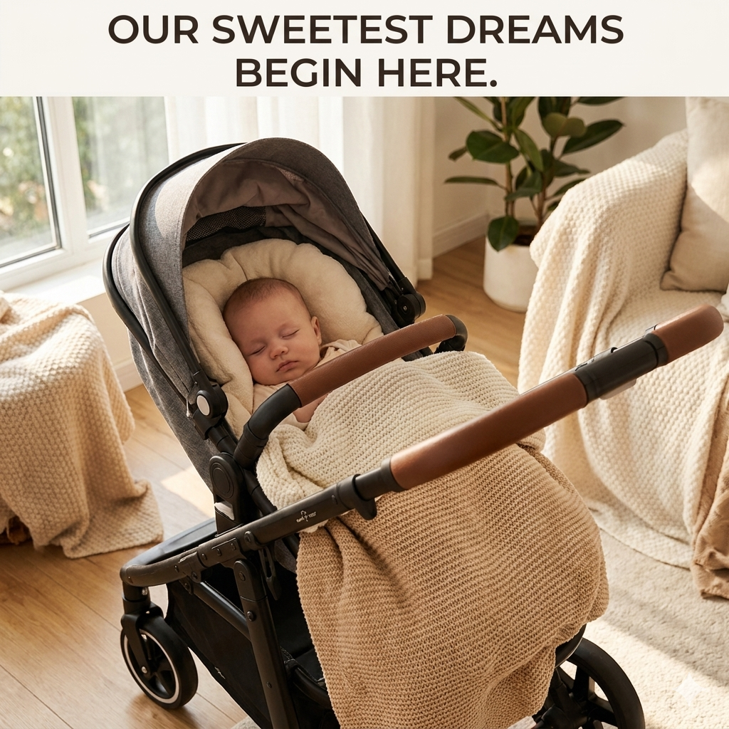 Micky Mart Baby Pram / Stroller 2 in 1 Convertible Leather Handle - Grey