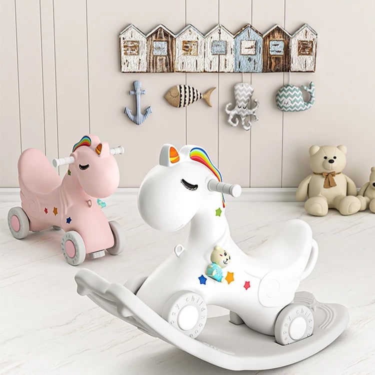 Forest-style Playpen Activity Centre with slide, swing, rocking horse and more! 2.05 metres wide by 1.64 metres deep.