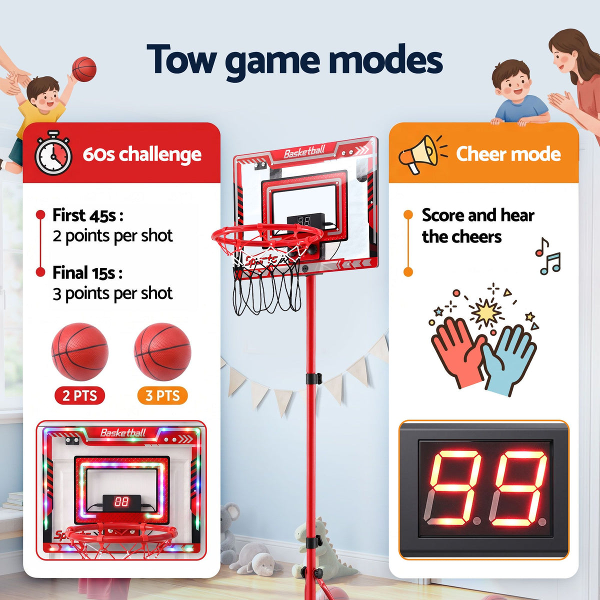 Everfit 2-in-1 Kids Basketball Hoop Set – Adjustable Indoor Basketball Hoop