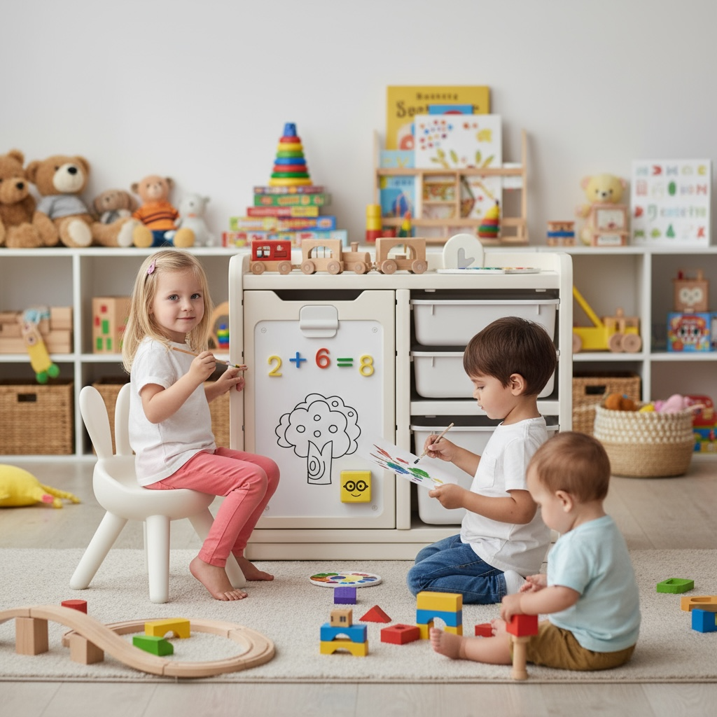 🎨 2-in-1 Kids Connected Easel with Storage – Creative Play Made Easy