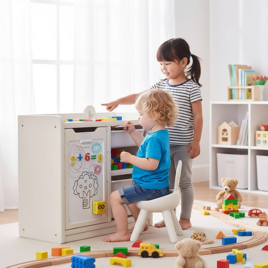 🎨 2-in-1 Kids Connected Easel with Storage – Creative Play Made Easy