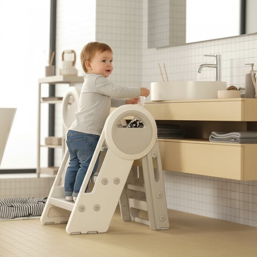 🪜 Multifunctional Toddler Learning Tower – Safe, Foldable & Confidence-Boosting