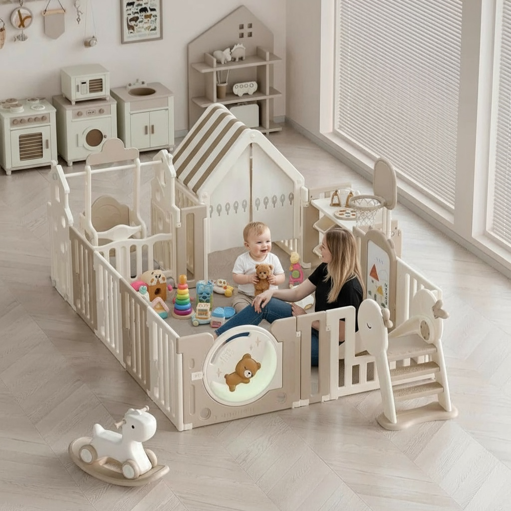 🐻 Bear Style Playpen – Safe And Fun All-in-One Activity Center