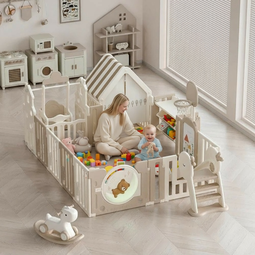 🐻 Bear Style Playpen – Safe And Fun All-in-One Activity Center