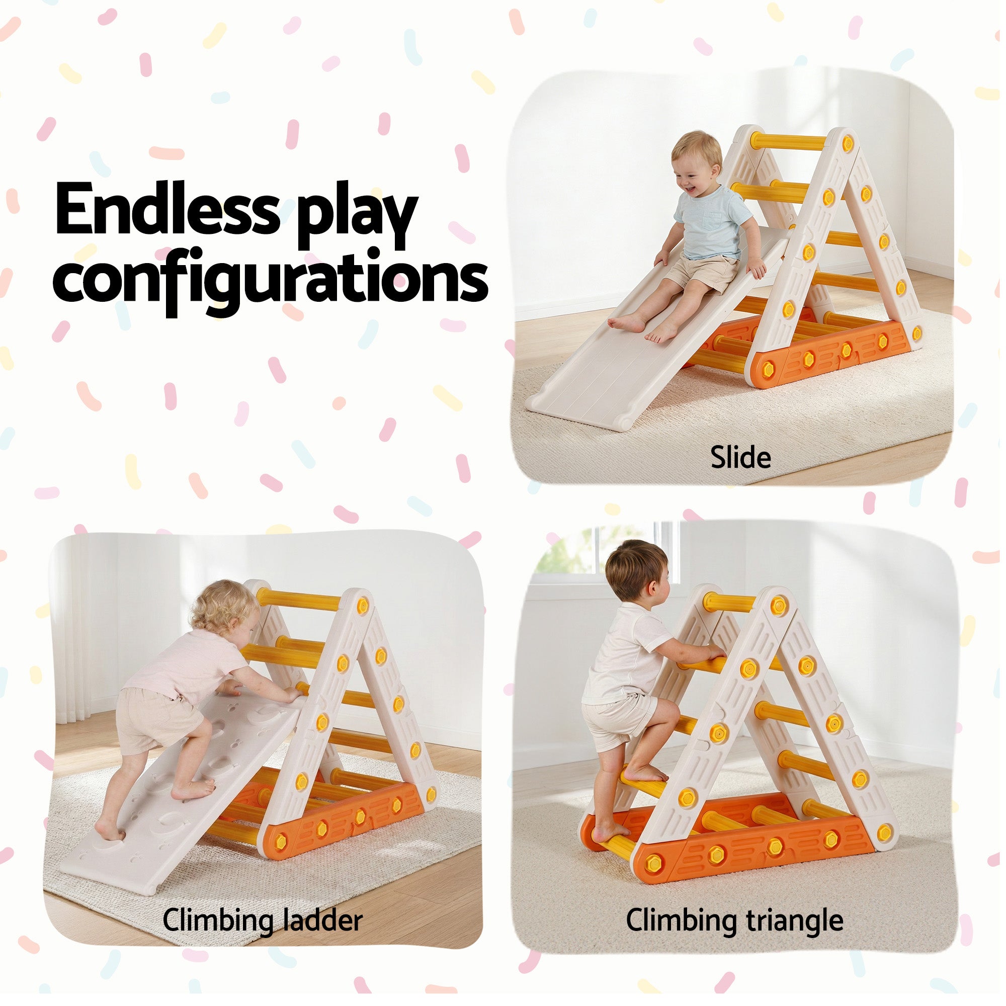 Keezi Versatile Toddler Climber Playset – Slide & Triangle Climbing Set