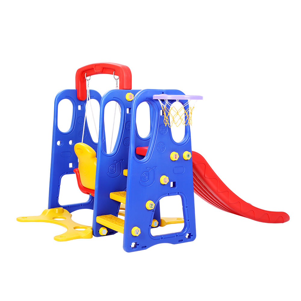 Keezi 3-in-1 Kids Play Centre – Slide, Swing & Basketball Hoop