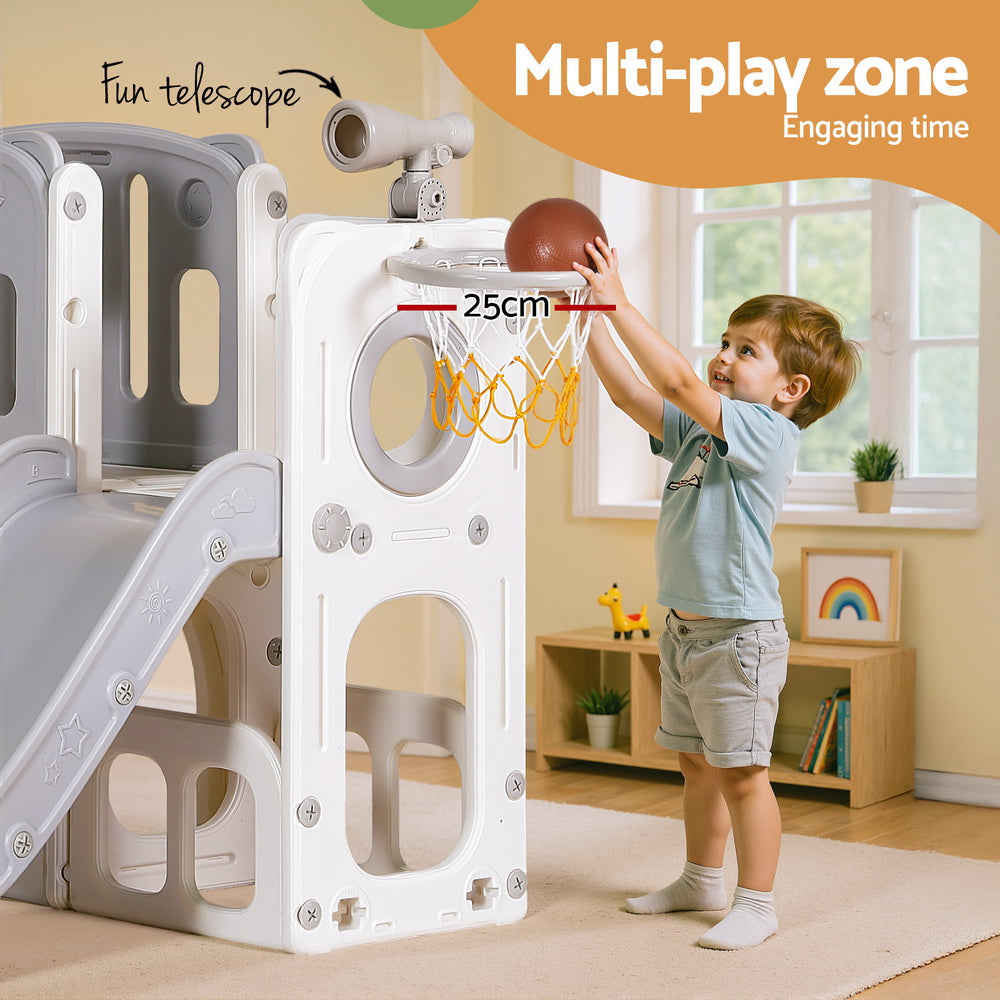 Keezi 3-in-1 Kids Slide Play Set with Telescope & Dual Ladder