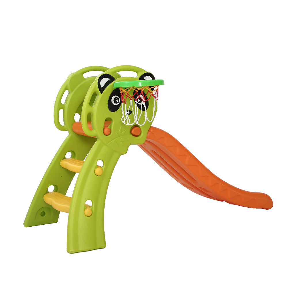 Keezi Panda 2-in-1 Kids Slide & Basketball Set