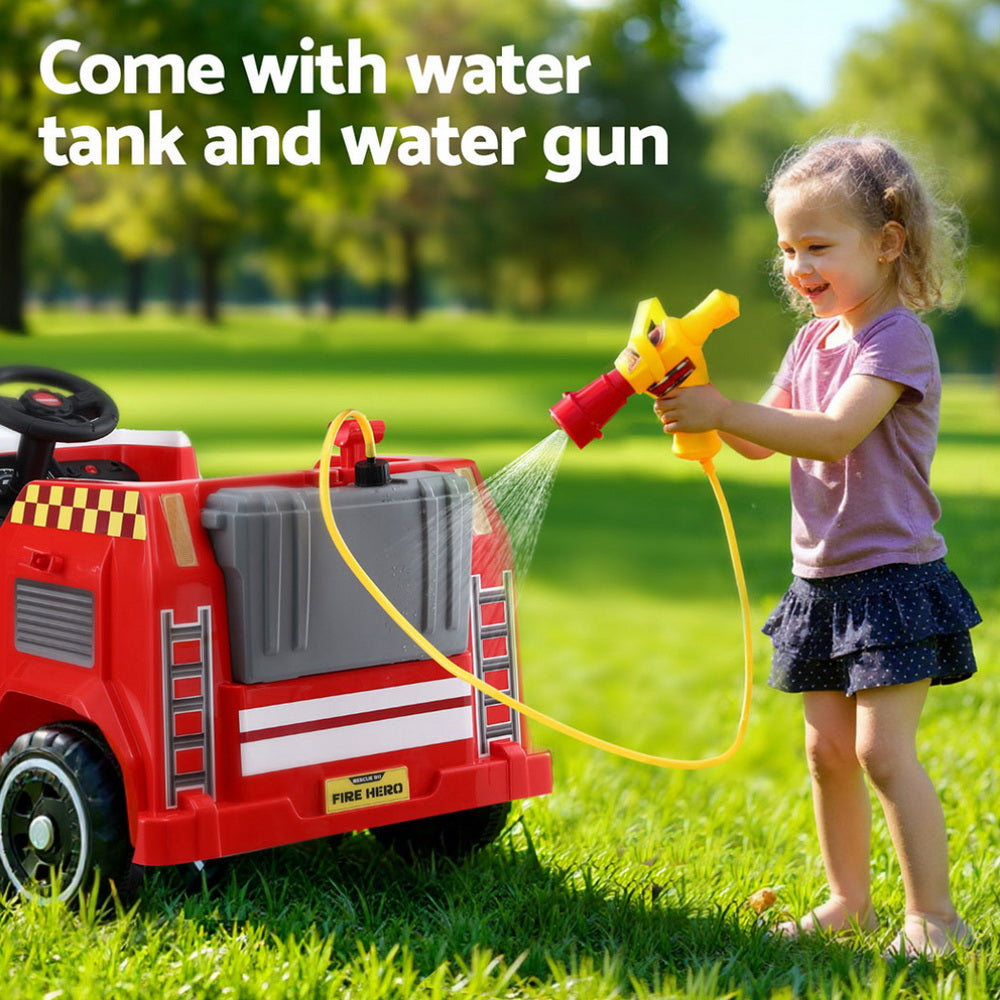 Rigo Kids Ride On Car Electric Fire Engine Fighting Truck with Water Gun Music