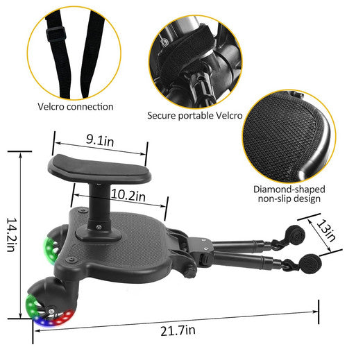 Stroller Ride-On Board With Removable Seat – Smooth, Safe & Family-Friendly - Luminous wheel