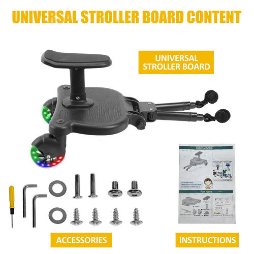 Stroller Ride-On Board With Removable Seat – Smooth, Safe & Family-Friendly - Luminous wheel