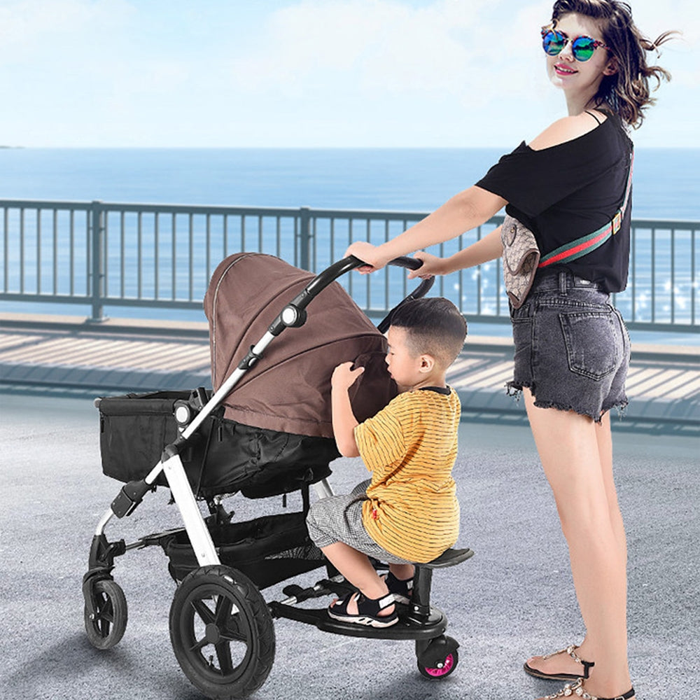 Universal Toddler Stroller Standing Board – 360° Swivel Wheel & Suspension