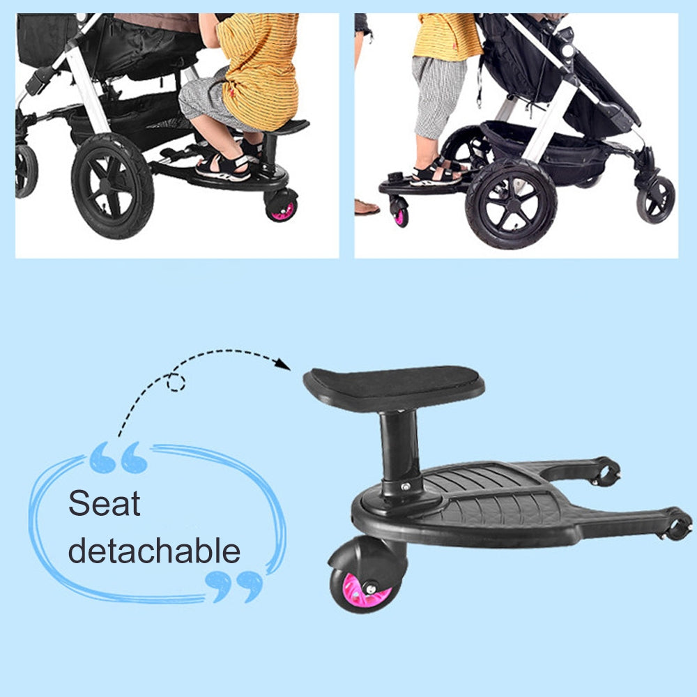 Universal Toddler Stroller Standing Board – 360° Swivel Wheel & Suspension