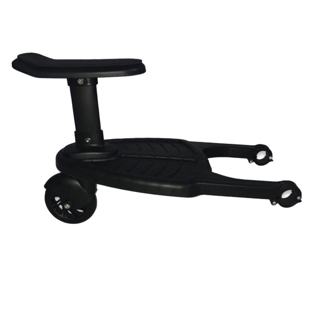 Universal Toddler Stroller Standing Board – Black | 360° Swivel Wheel & Suspension