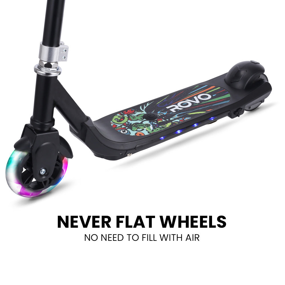 ROVO KIDS WhizKid Electric Scooter, Ages 5-11, Adjustable Height, Lithium Battery, Brushless Motor, Black - Micky Mart