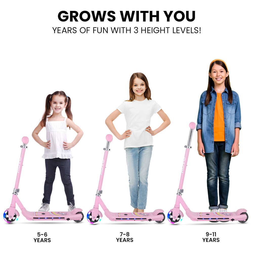 ROVO KIDS WhizKid Electric Scooter, Ages 5-11, Adjustable Height, Lithium Battery, Brushless Motor, Pink - Micky Mart