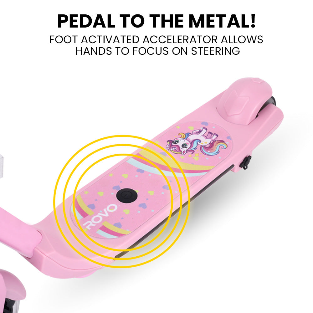 ROVO KIDS WhizKid Electric Scooter, Ages 5-11, Adjustable Height, Lithium Battery, Brushless Motor, Pink - Micky Mart