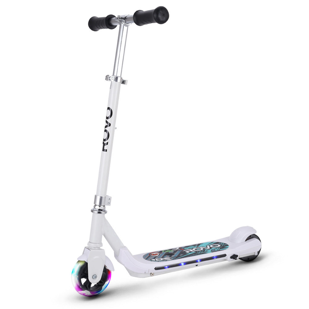 ROVO KIDS WhizKid Electric Scooter, Ages 5-11, Adjustable Height, Lithium Battery, Brushless Motor, White - Micky Mart