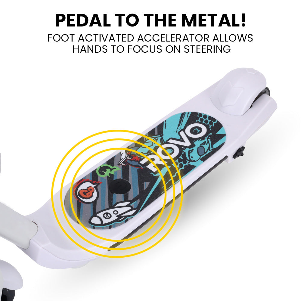 ROVO KIDS WhizKid Electric Scooter, Ages 5-11, Adjustable Height, Lithium Battery, Brushless Motor, White - Micky Mart