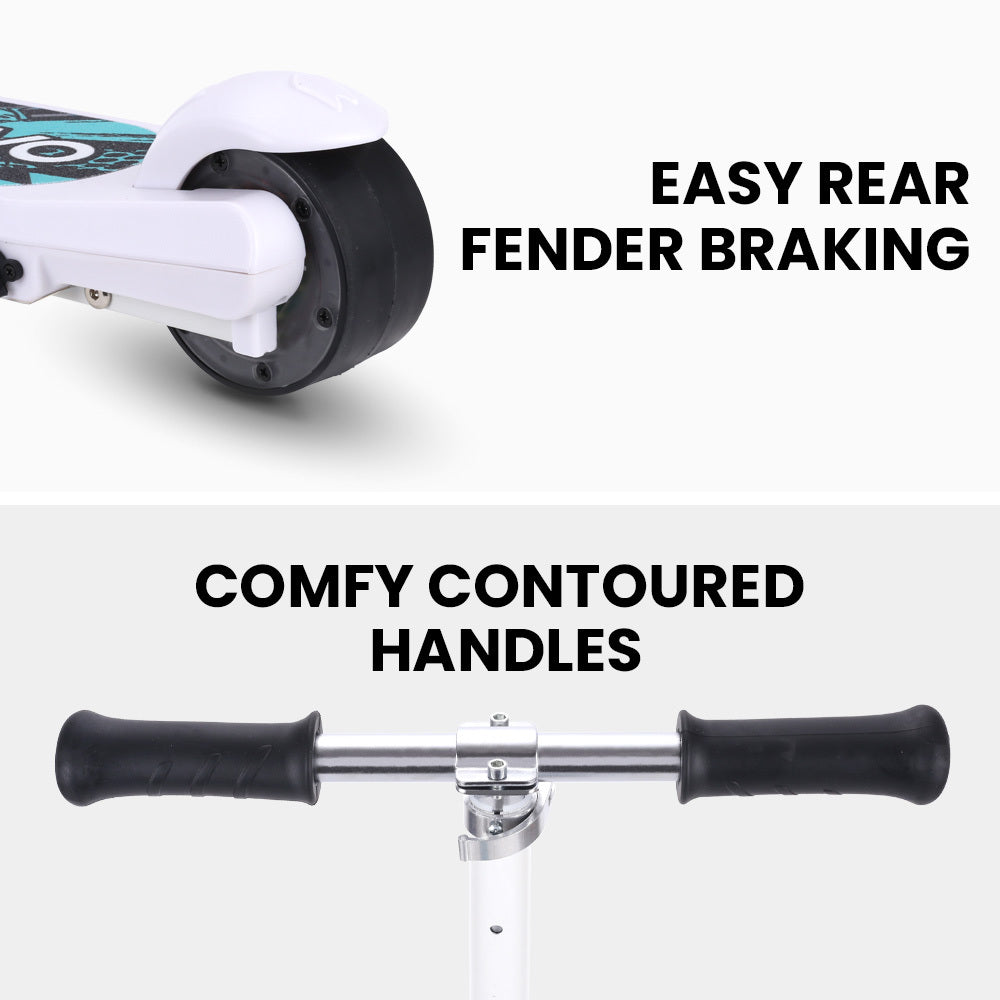 ROVO KIDS WhizKid Electric Scooter, Ages 5-11, Adjustable Height, Lithium Battery, Brushless Motor, White - Micky Mart