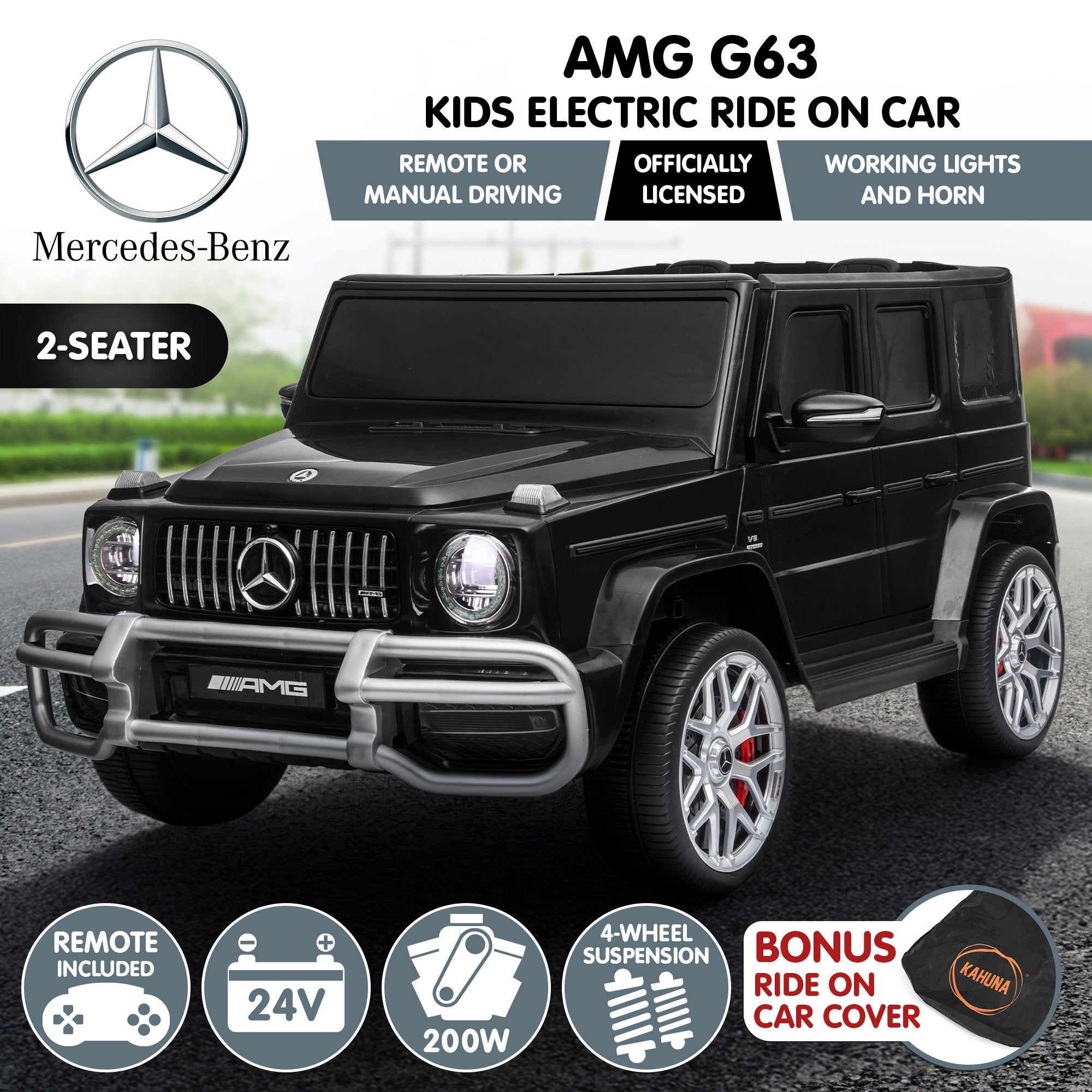 Kahuna Mercedes Benz AMG G63 Kids Electric Two Seater Ride On Car with Remote Control