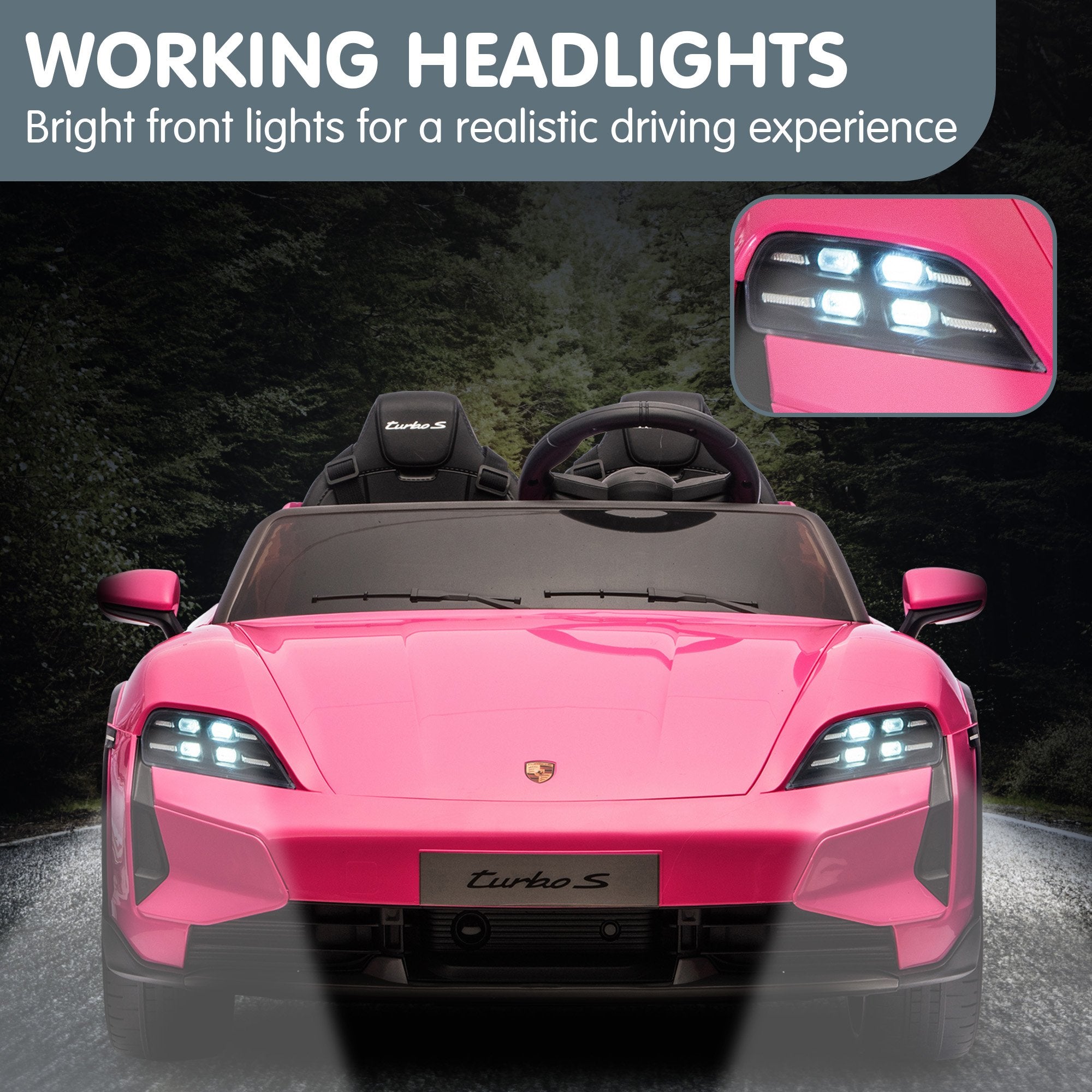 Kahuna Porsche Taycan Turbo S Kids Electric Ride On Car w/Remote Control 90W Four Wheel Suspension 2 Seater w/Seat Belt