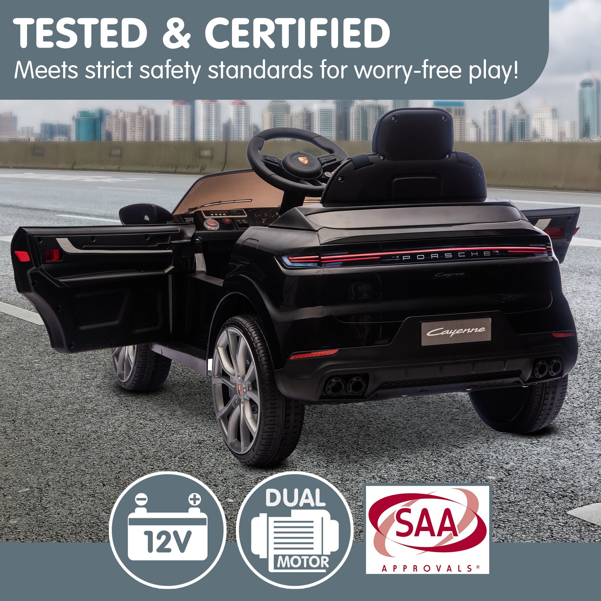 Kahuna Porsche Cayenne E Hybrid Coupe Licensed Kids Electric Ride On Car w/Remote Control 50W Dual Motors Speed Settings