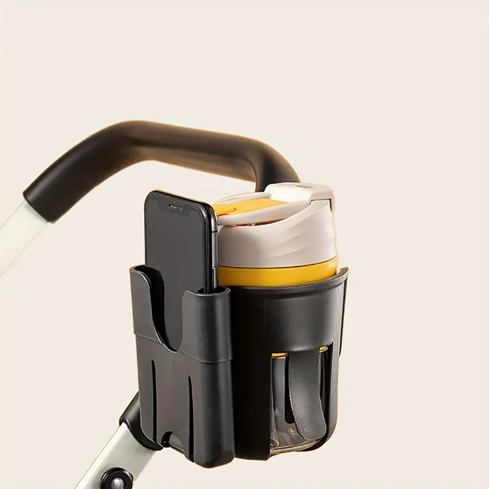 Universal 2-in-1 Stroller Cup Holder & Phone Mount | 360° Rotation - White