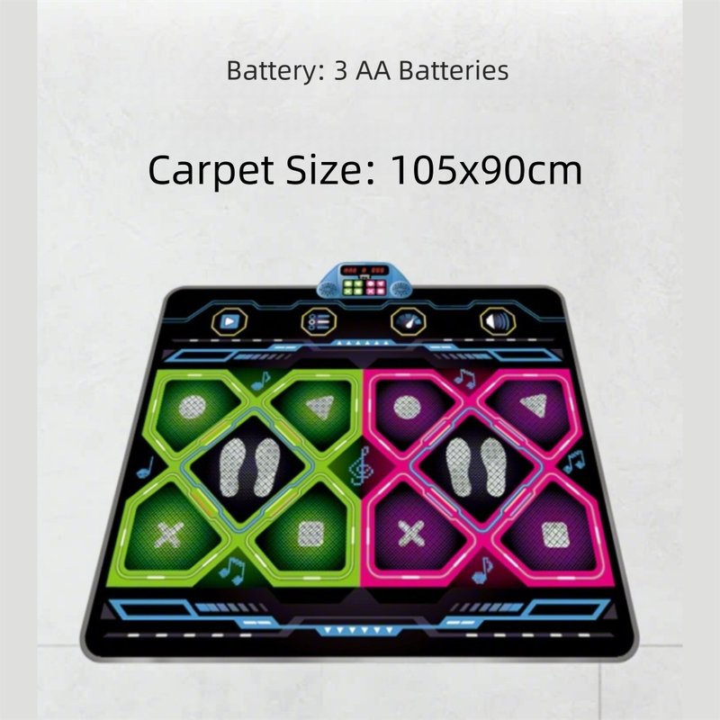 Kids Dual Player Interactive Electronic Dance Mat - Extra Large 105x90cm Anti-Slip Music Game Pad with Two Modes & Three Ways, No TV Required