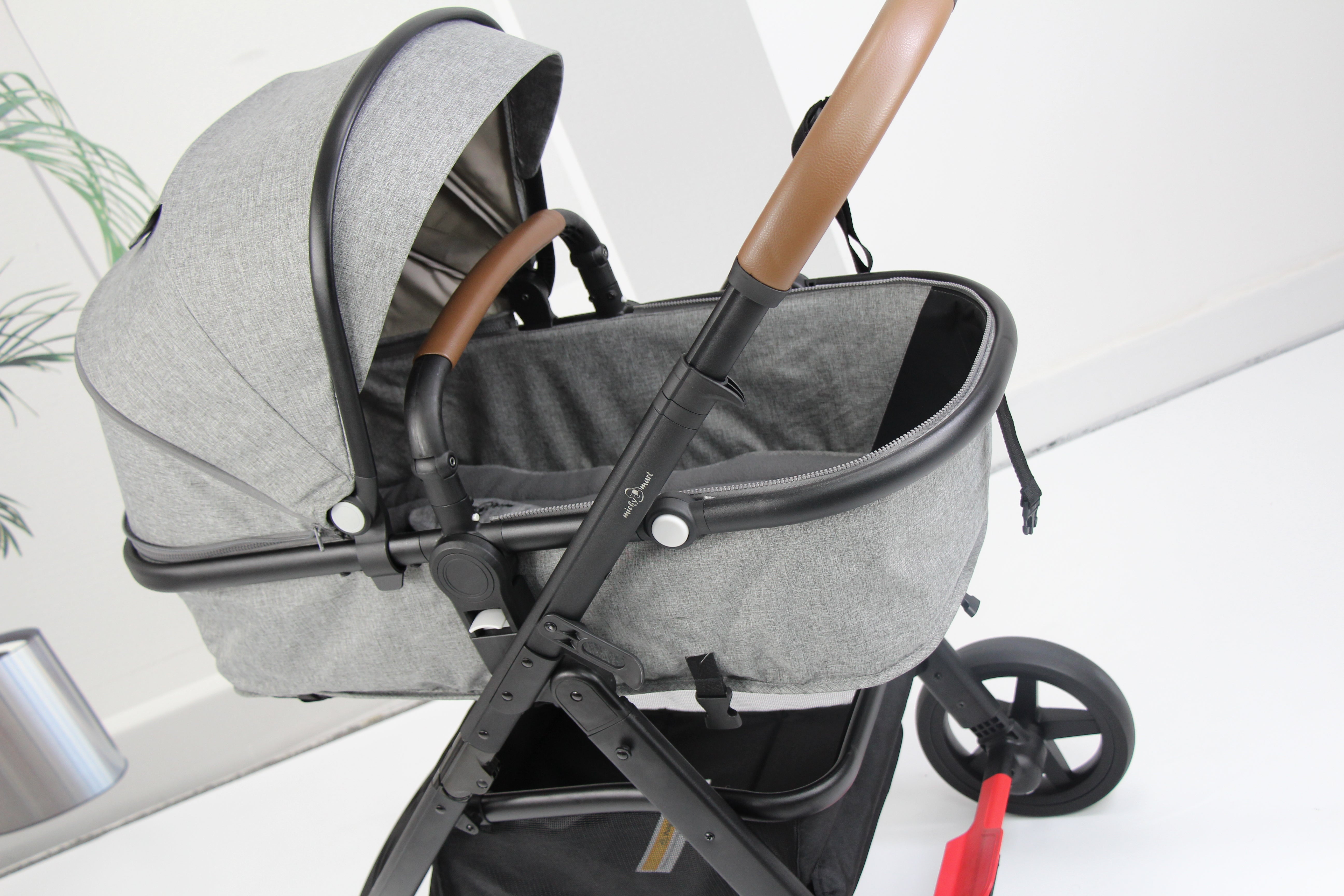 Baby pram / stroller 2 in 1 convertible - grey - Micky Mart