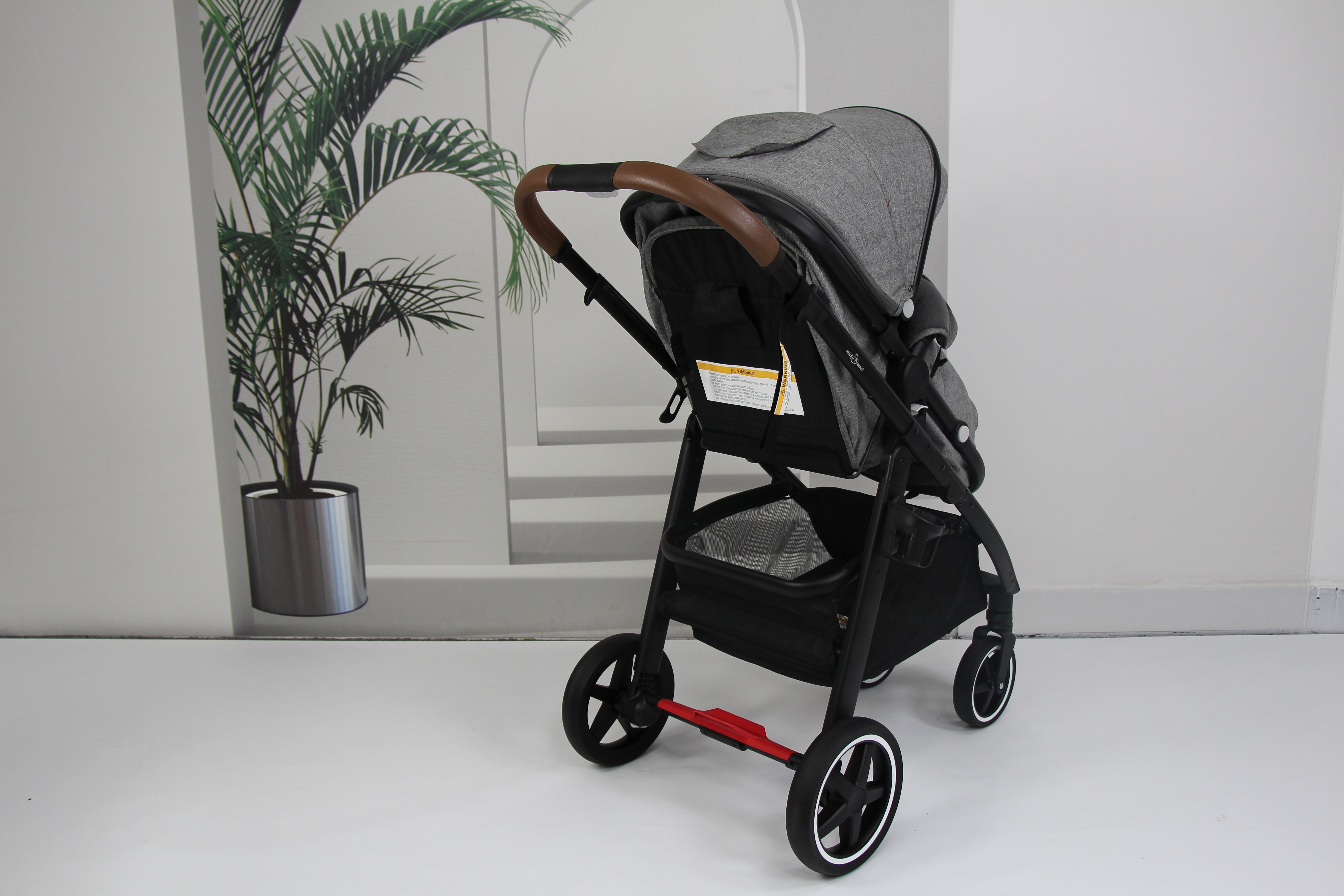 Baby pram / stroller 2 in 1 convertible - grey - Micky Mart