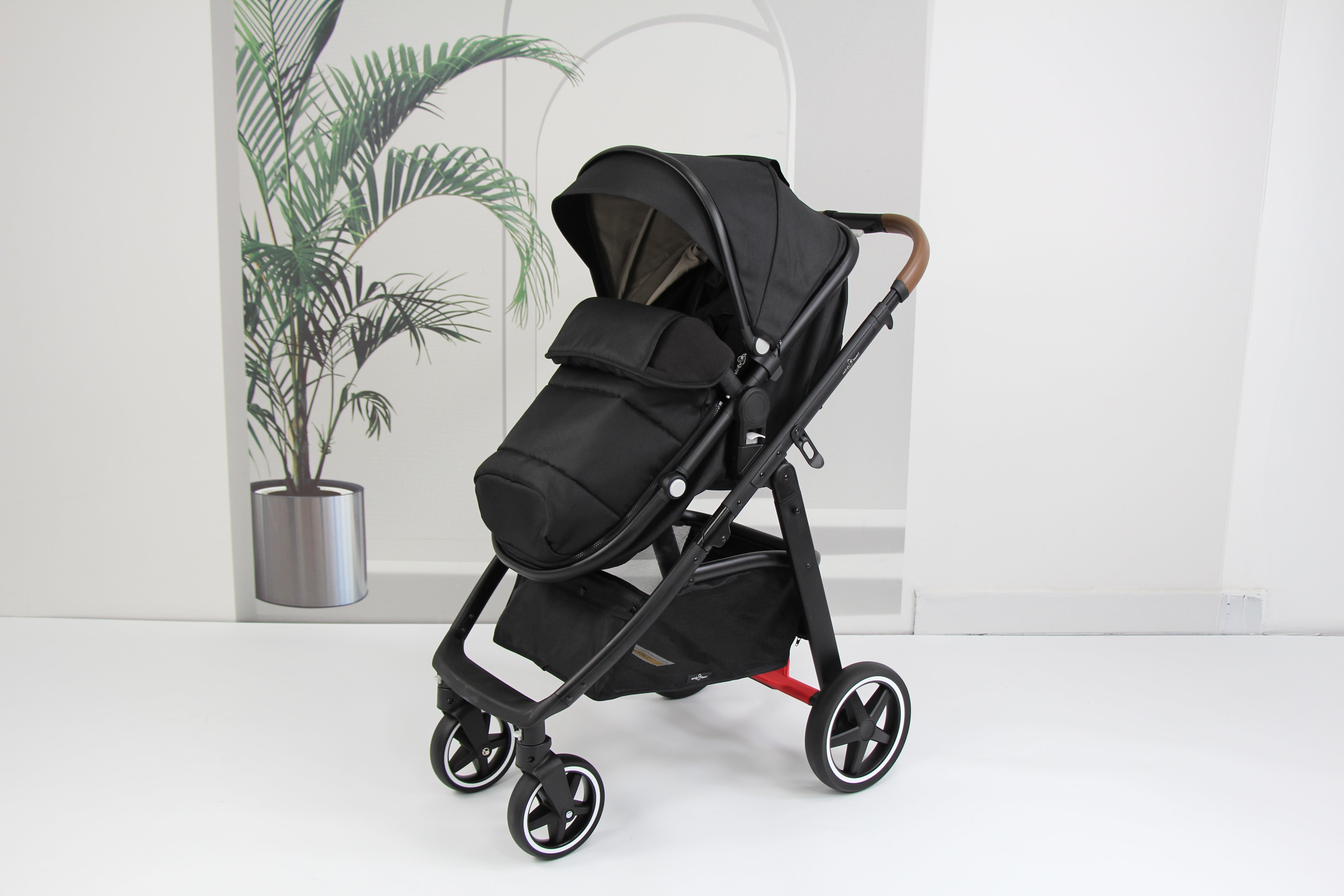 Baby pram / Stroller 2 in 1 convertible bassinet -Black - Micky Mart
