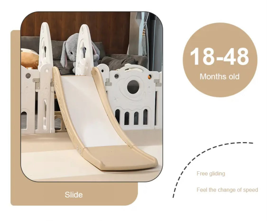 Kids Playpen Space 180*200cm Gate Security Fence HDPE Rocking Horse Slide - Micky Mart