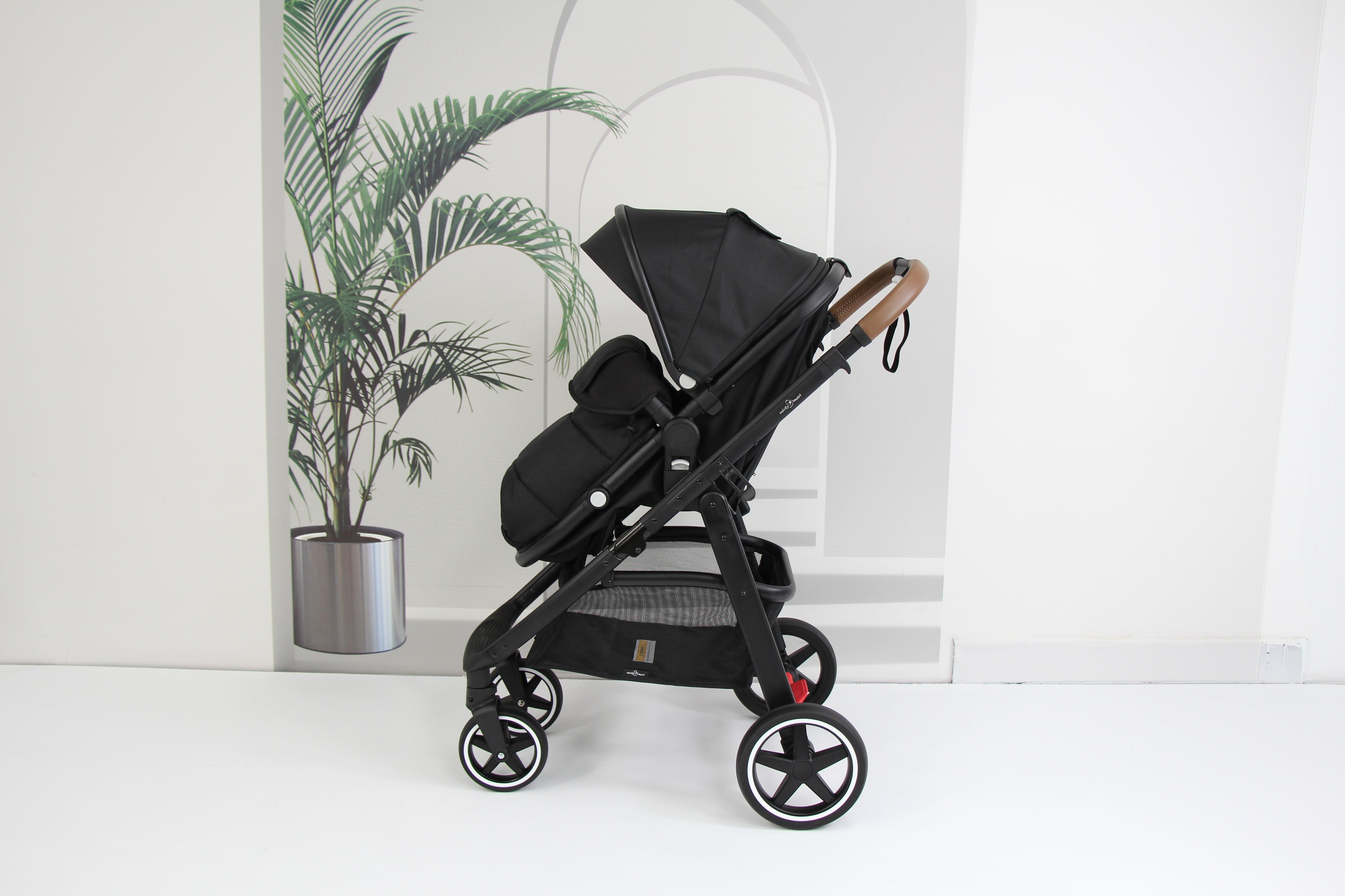 Baby pram / Stroller 2 in 1 convertible bassinet -Black - Micky Mart