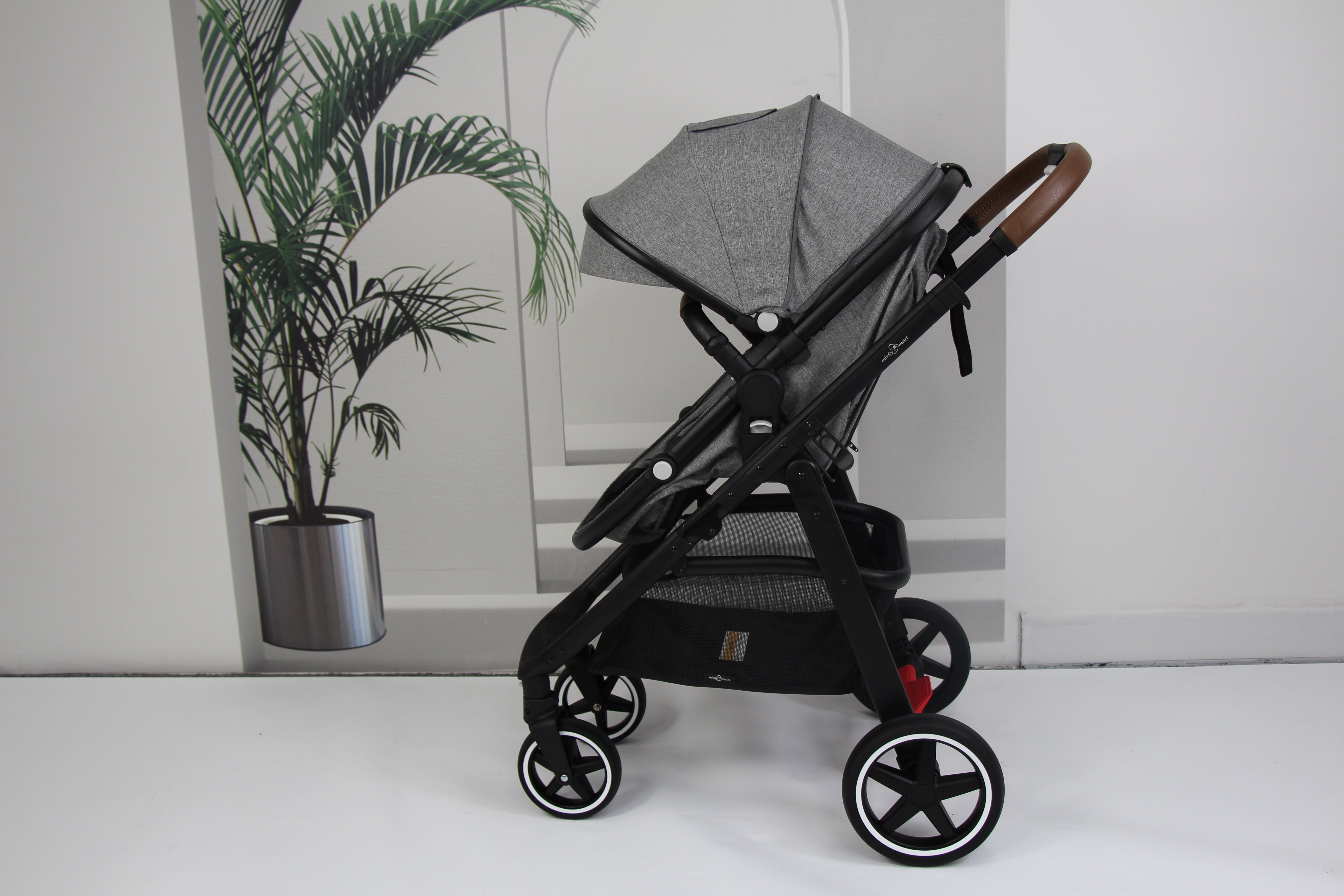 Baby pram / stroller 2 in 1 convertible - grey - Micky Mart