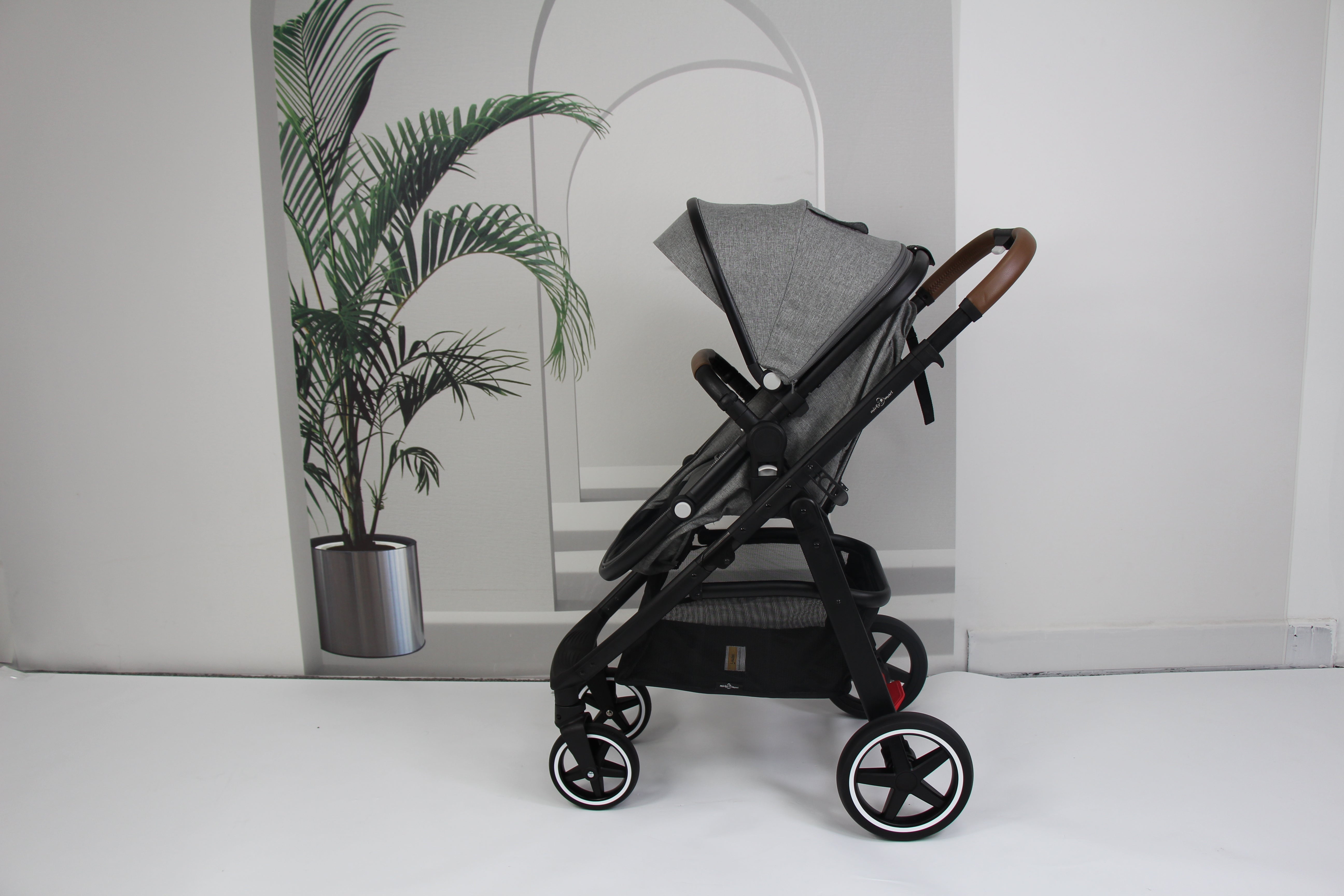 Baby pram / stroller 2 in 1 convertible - grey - Micky Mart