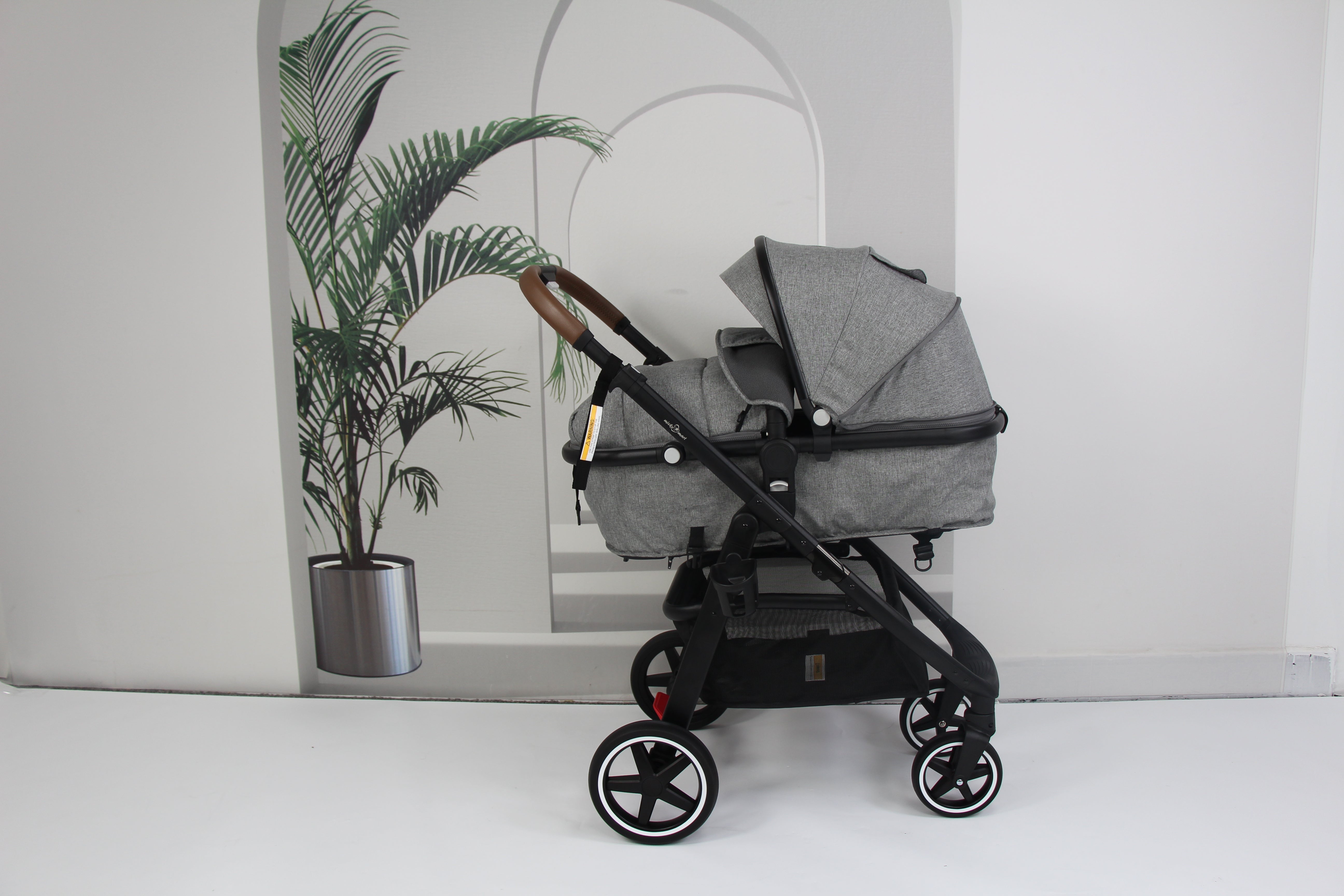 Baby pram / stroller 2 in 1 convertible - grey - Micky Mart