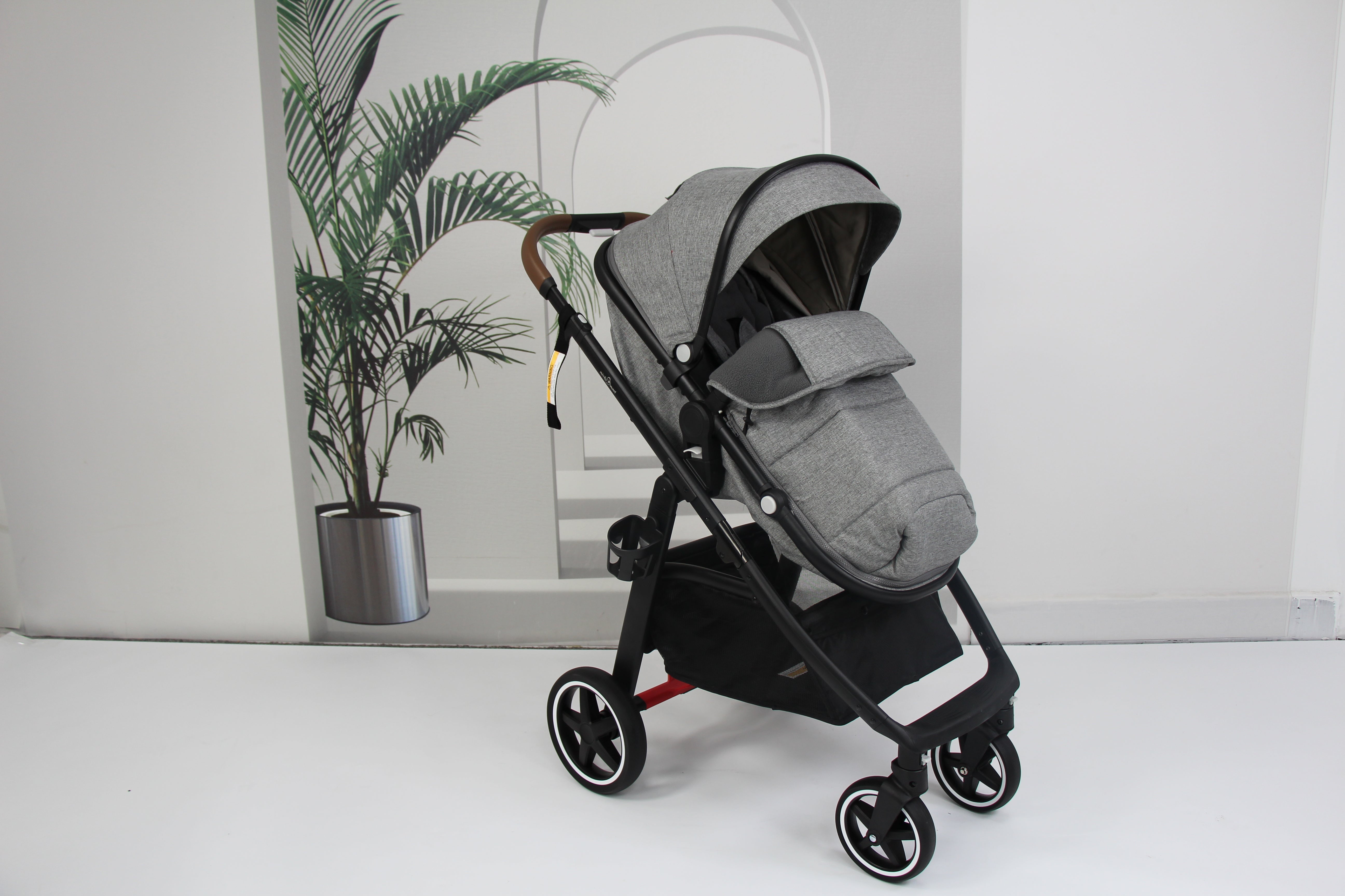 Baby pram / stroller 2 in 1 convertible - grey - Micky Mart