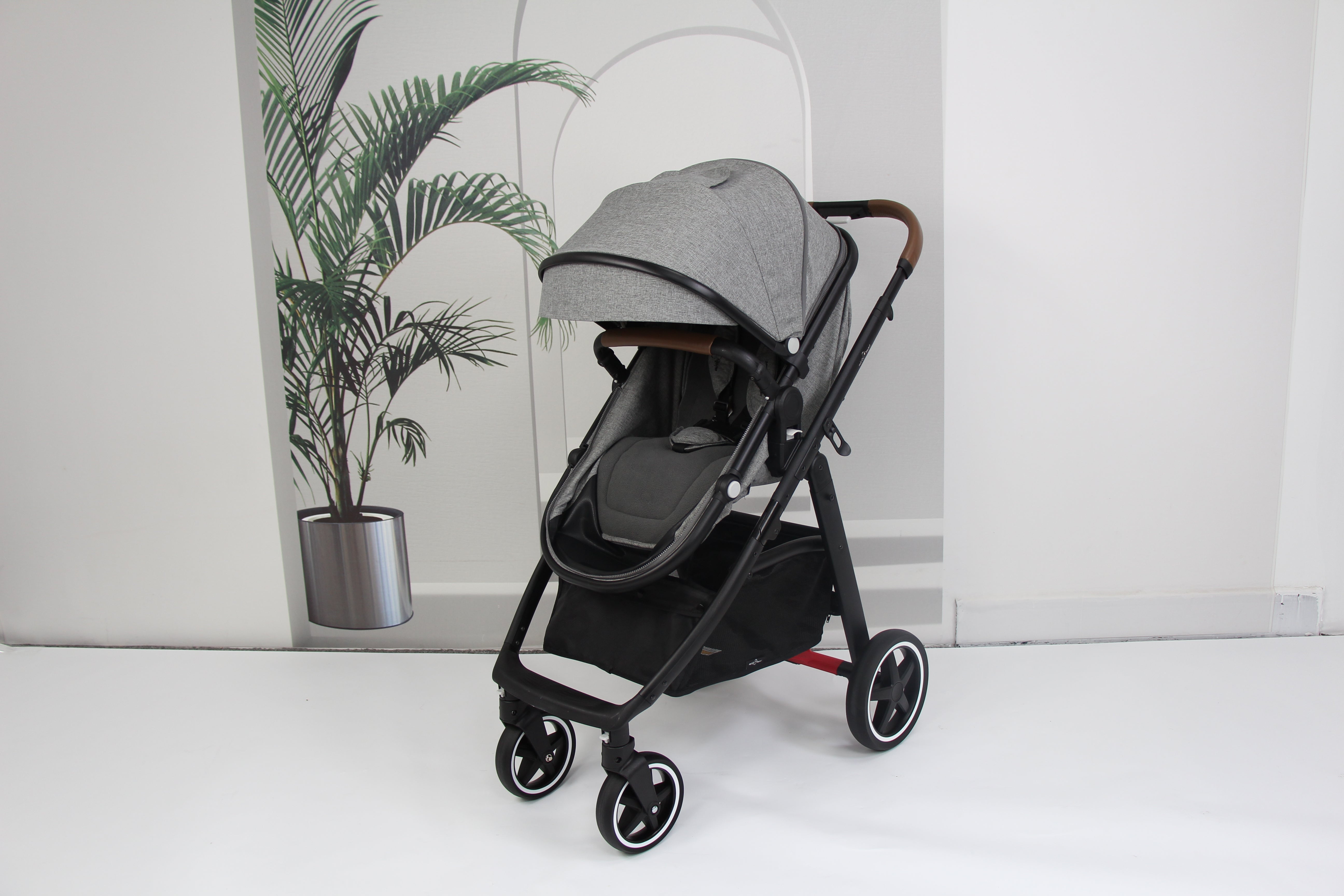 Baby pram / stroller 2 in 1 convertible - grey - Micky Mart