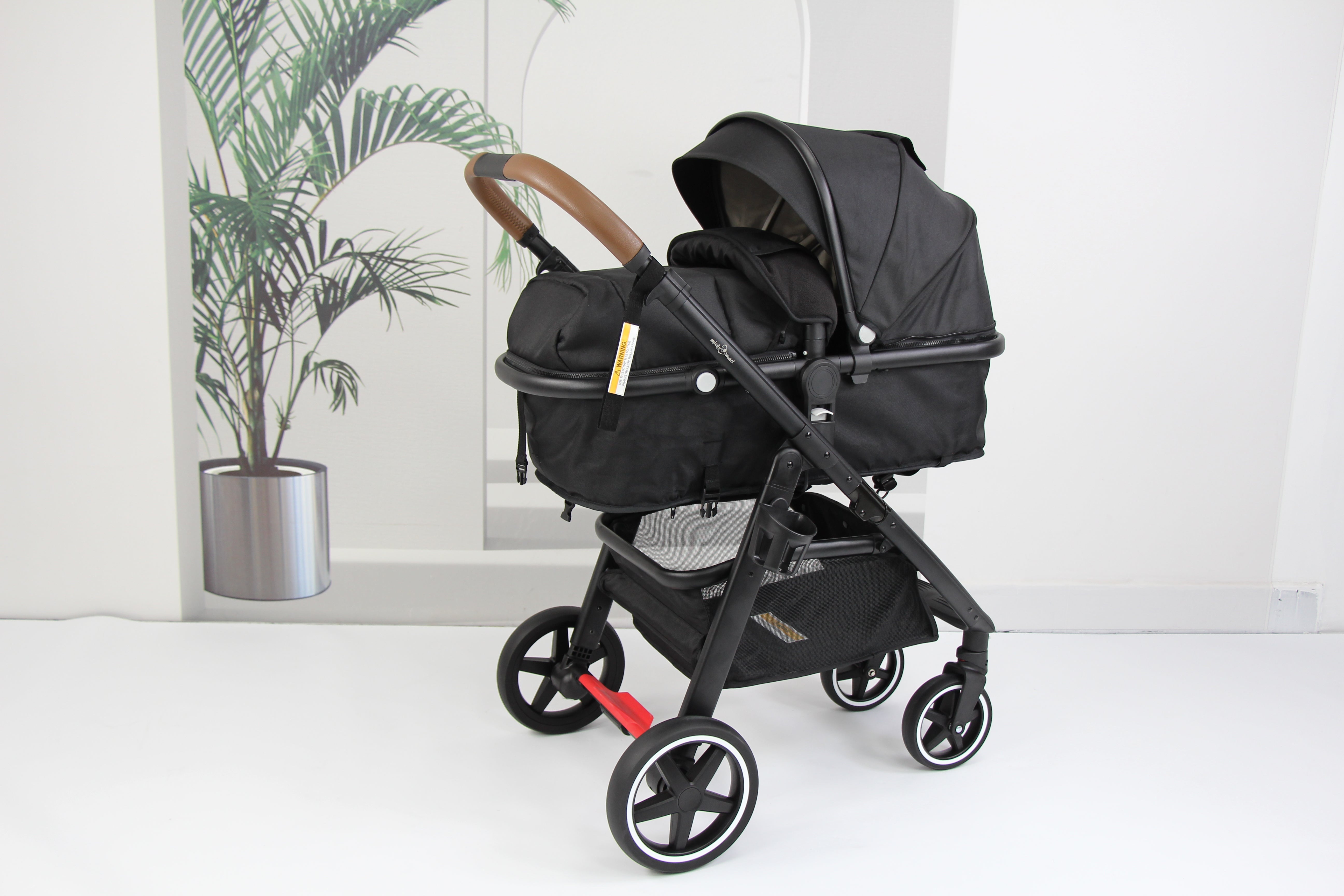 Baby pram / Stroller 2 in 1 convertible bassinet -Black - Micky Mart