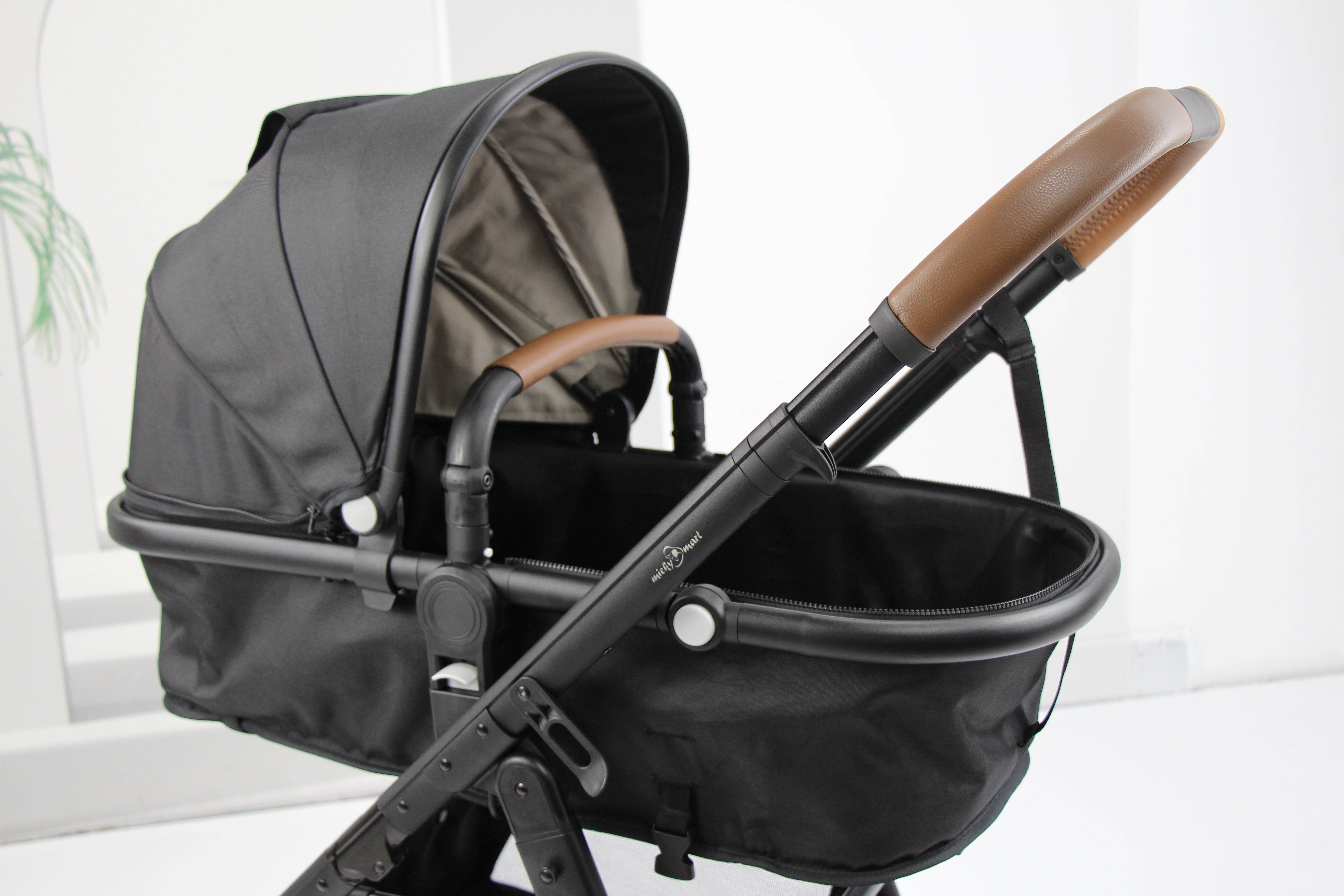 Baby pram / Stroller 2 in 1 convertible bassinet -Black - Micky Mart