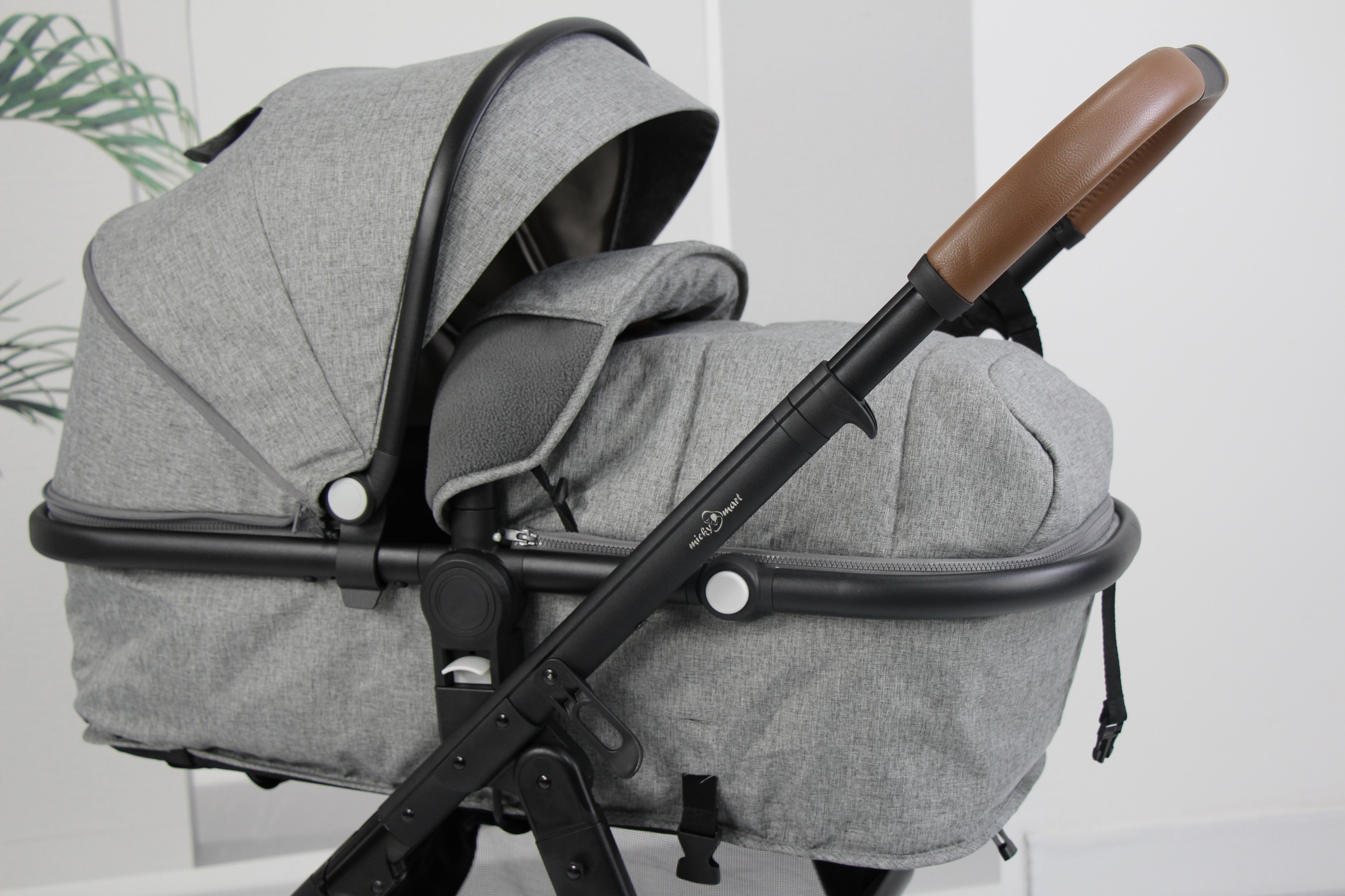 Baby pram / stroller 2 in 1 convertible - grey - Micky Mart
