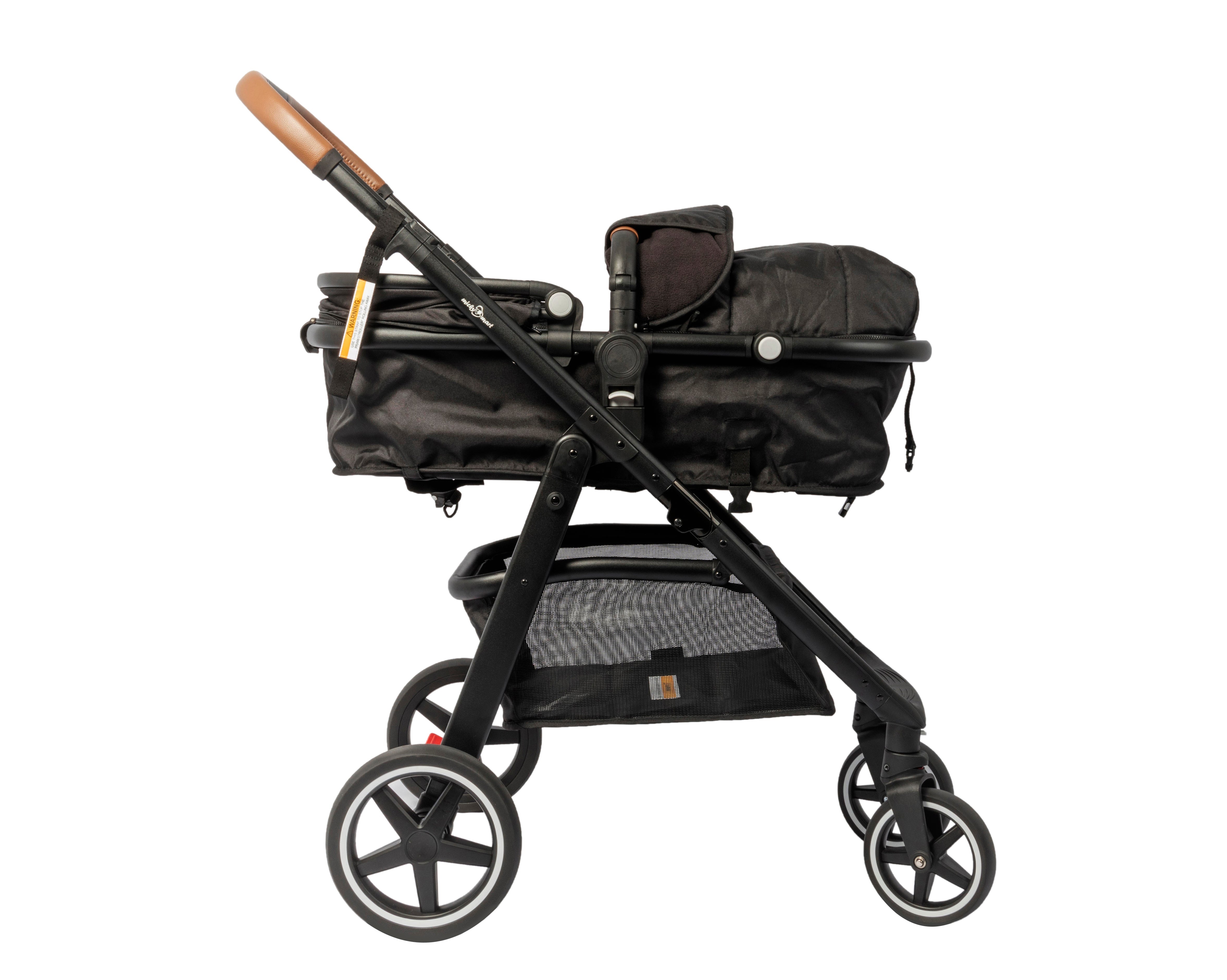 Baby pram / Stroller 2 in 1 convertible bassinet -Black - Micky Mart