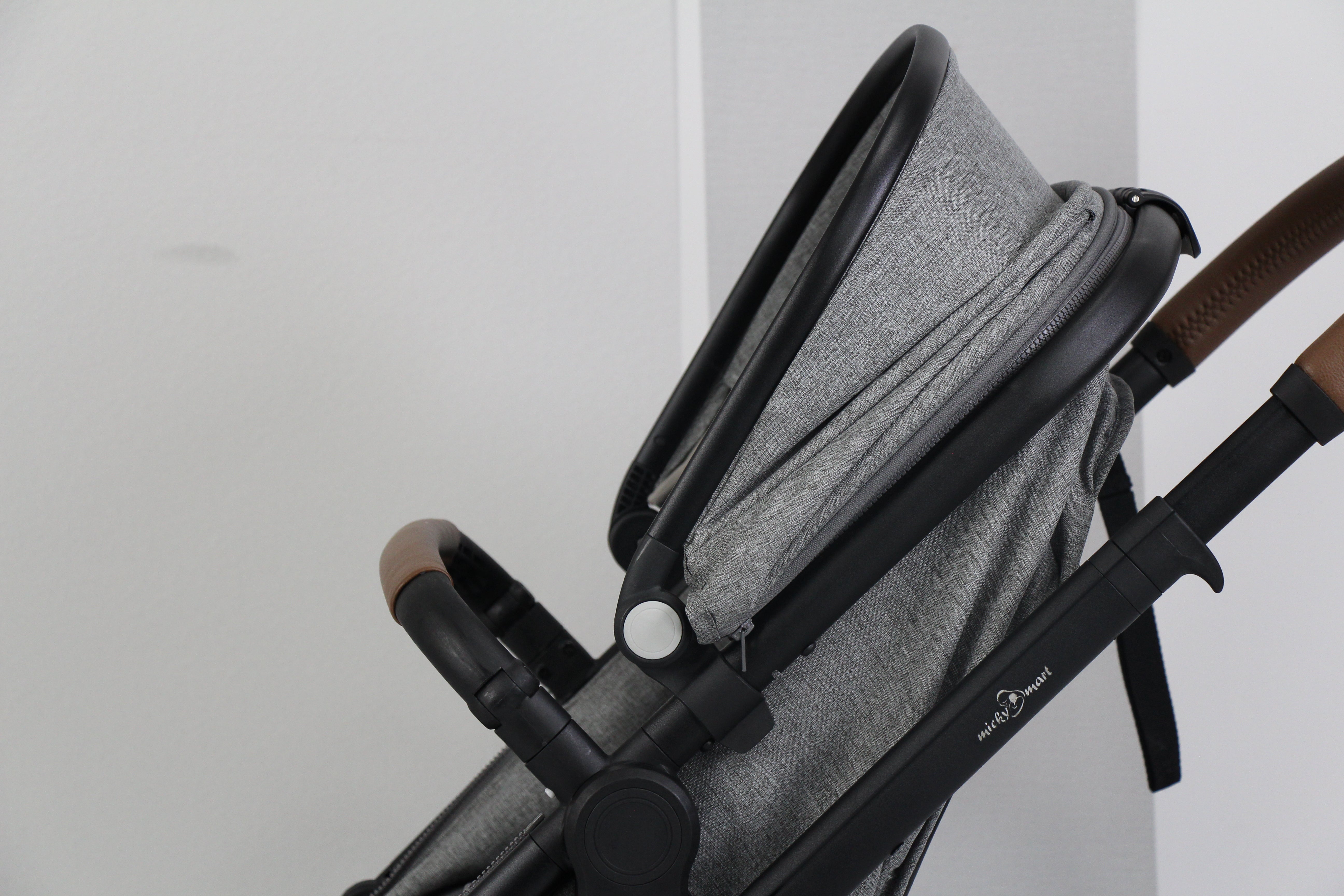 Baby pram / stroller 2 in 1 convertible - grey - Micky Mart