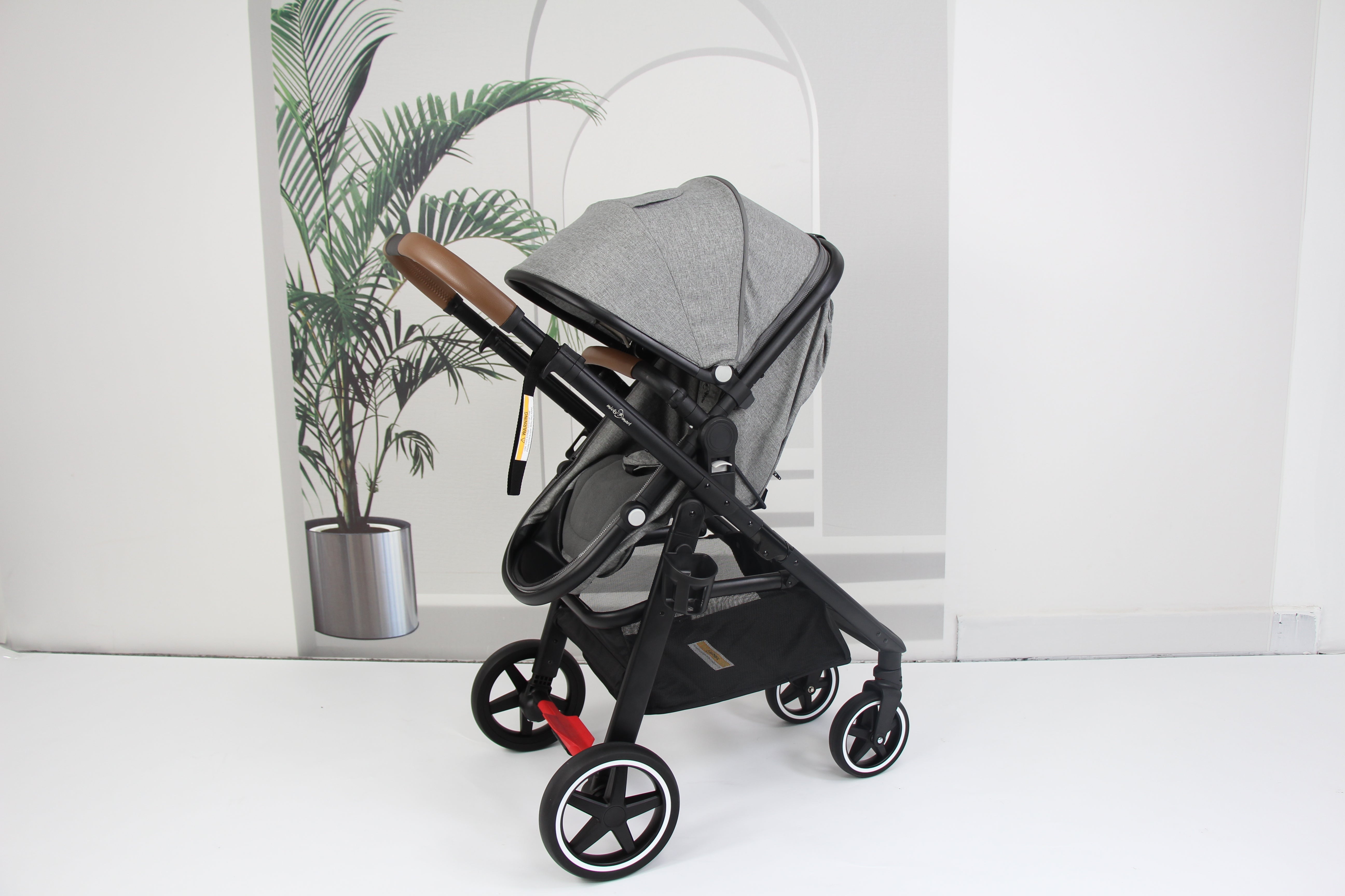 Baby pram / stroller 2 in 1 convertible - grey - Micky Mart