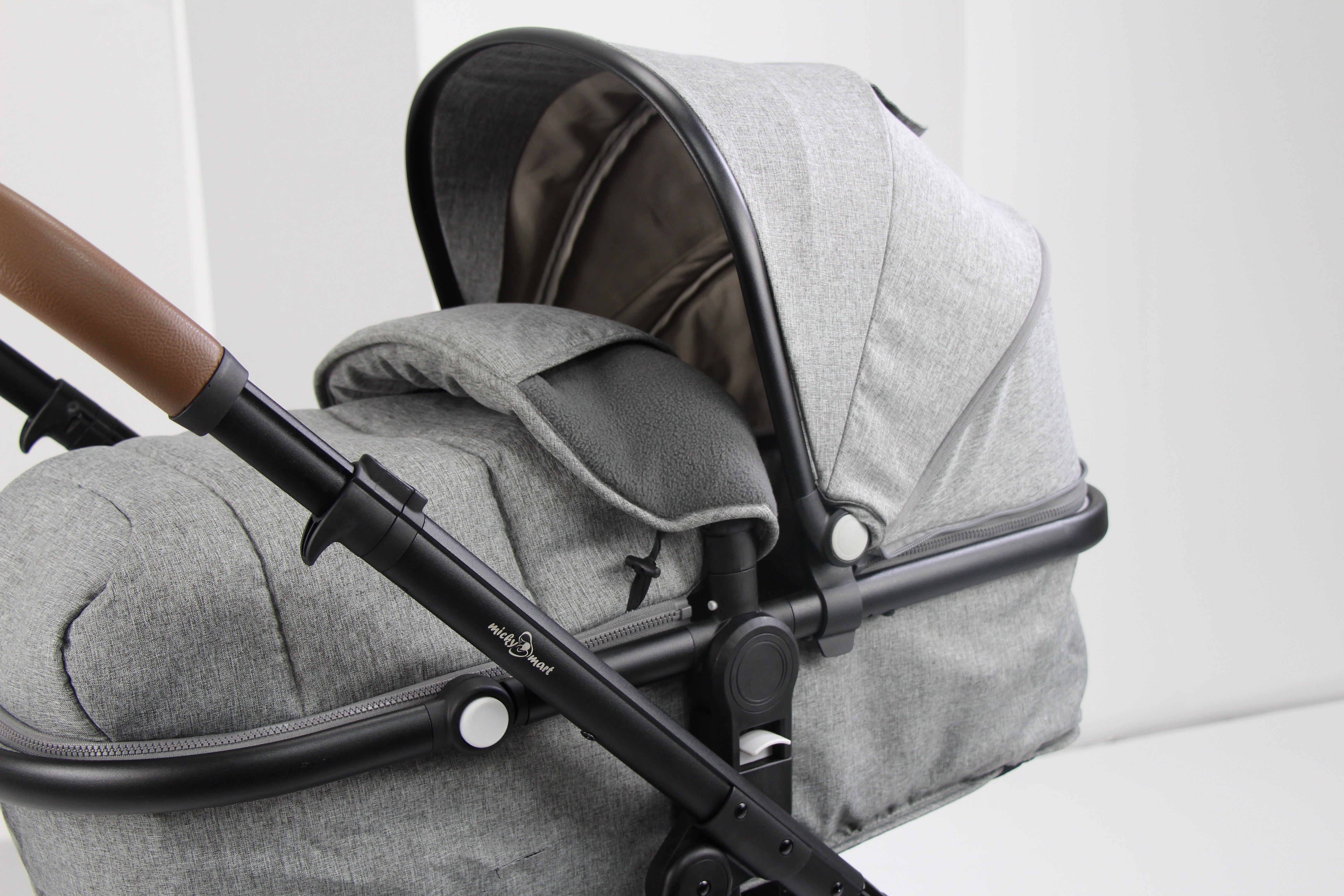 Baby pram / stroller 2 in 1 convertible - grey - Micky Mart
