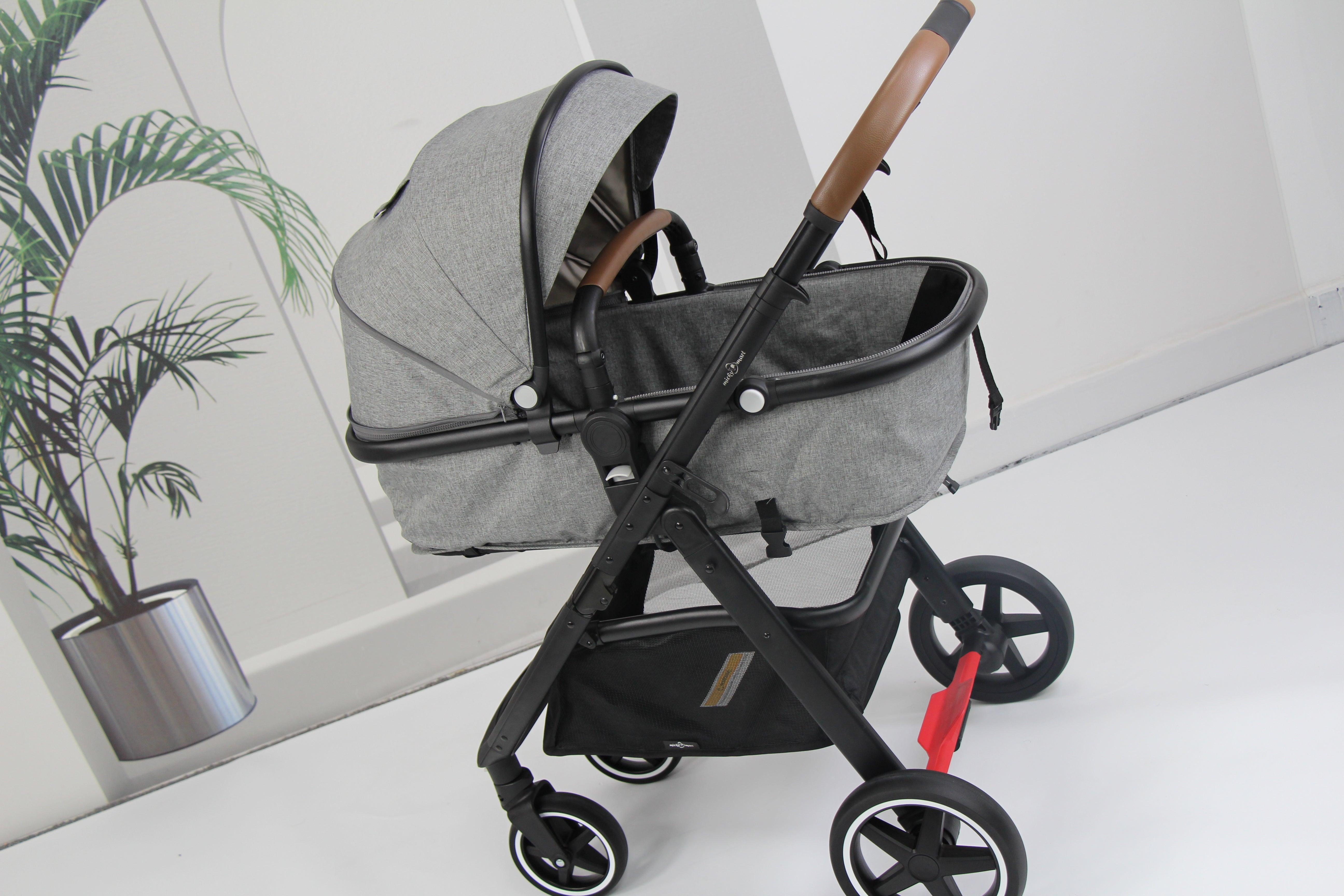 Baby pram / stroller 2 in 1 convertible - grey - Micky Mart