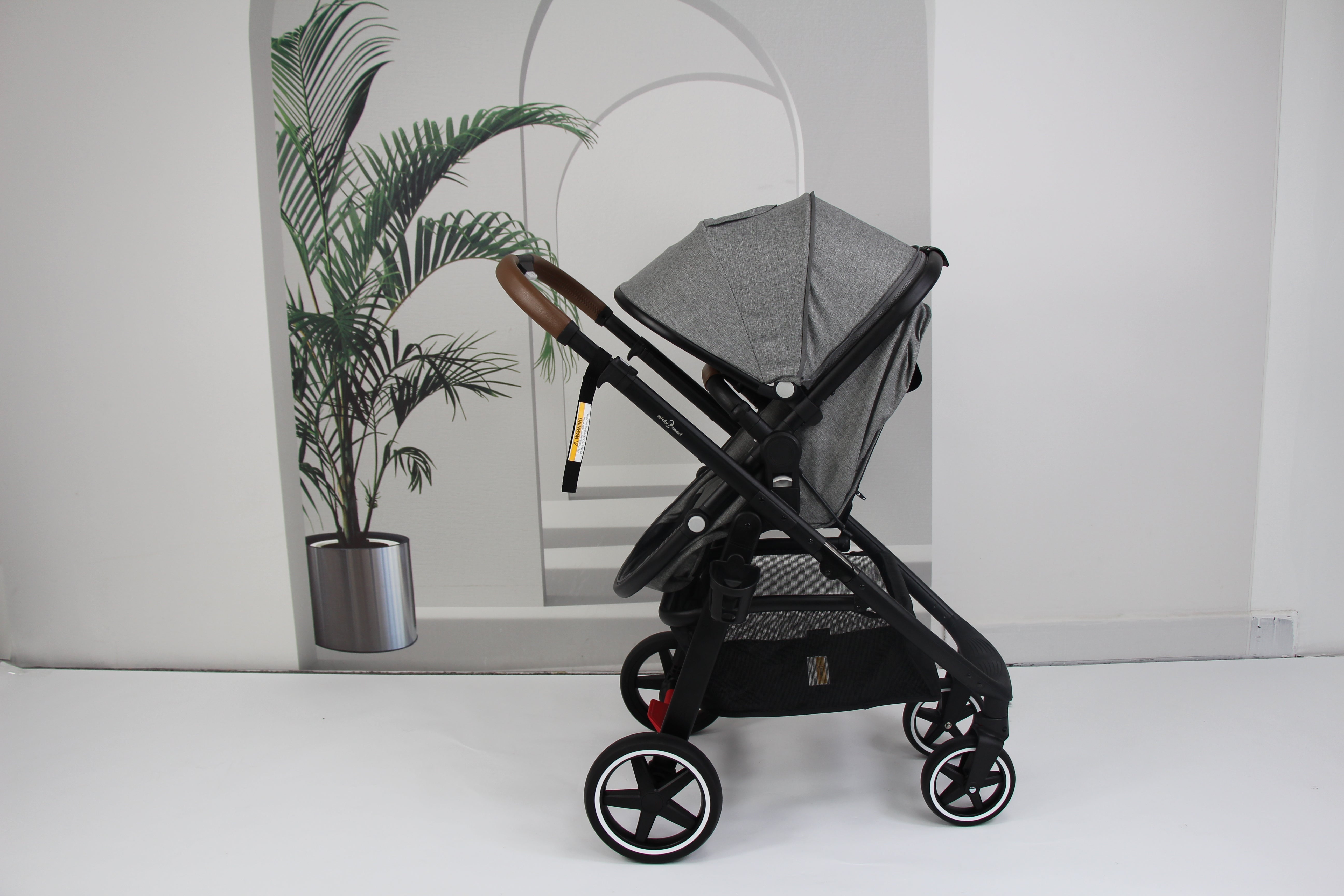 Baby pram / stroller 2 in 1 convertible - grey - Micky Mart