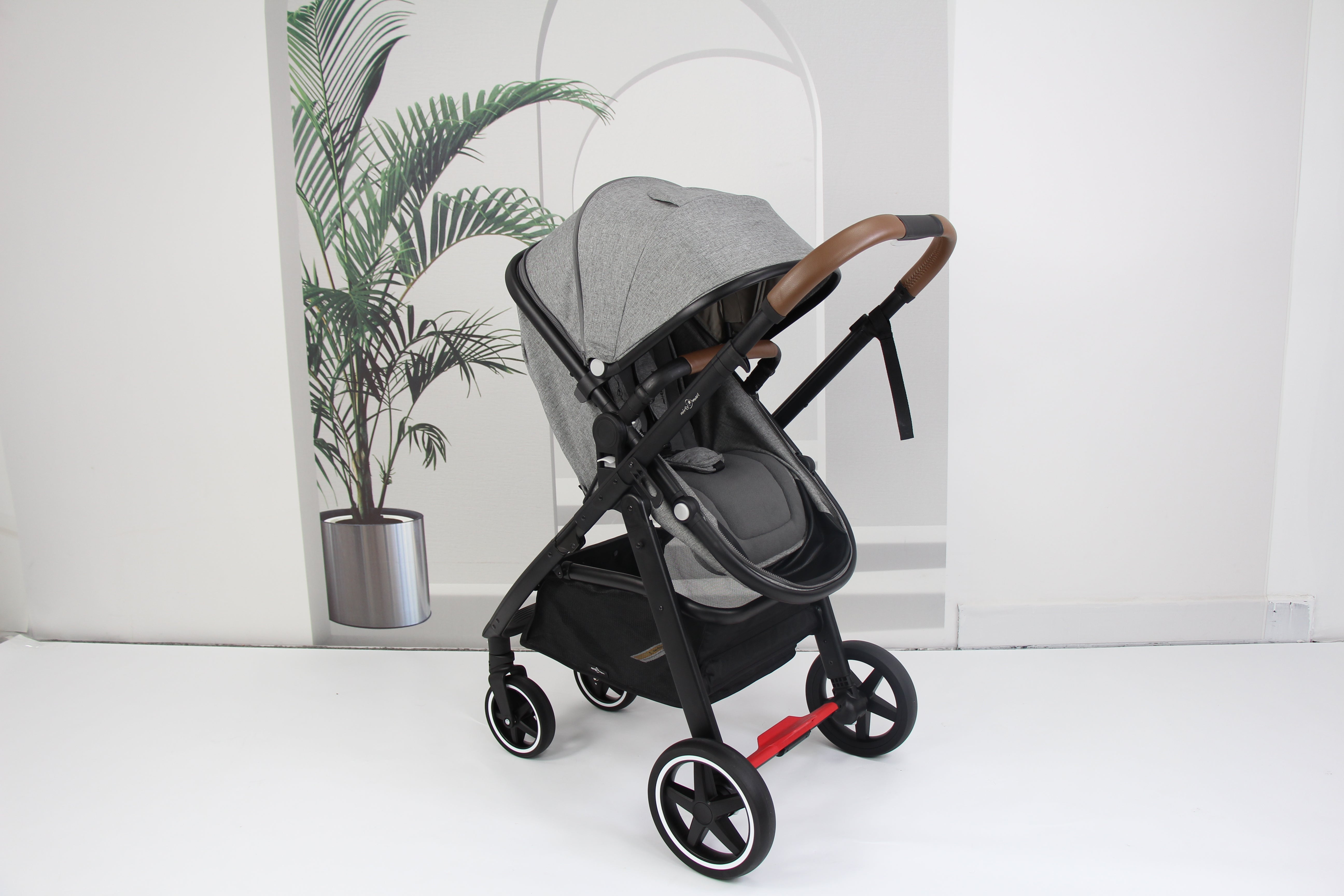 Baby pram / stroller 2 in 1 convertible - grey - Micky Mart