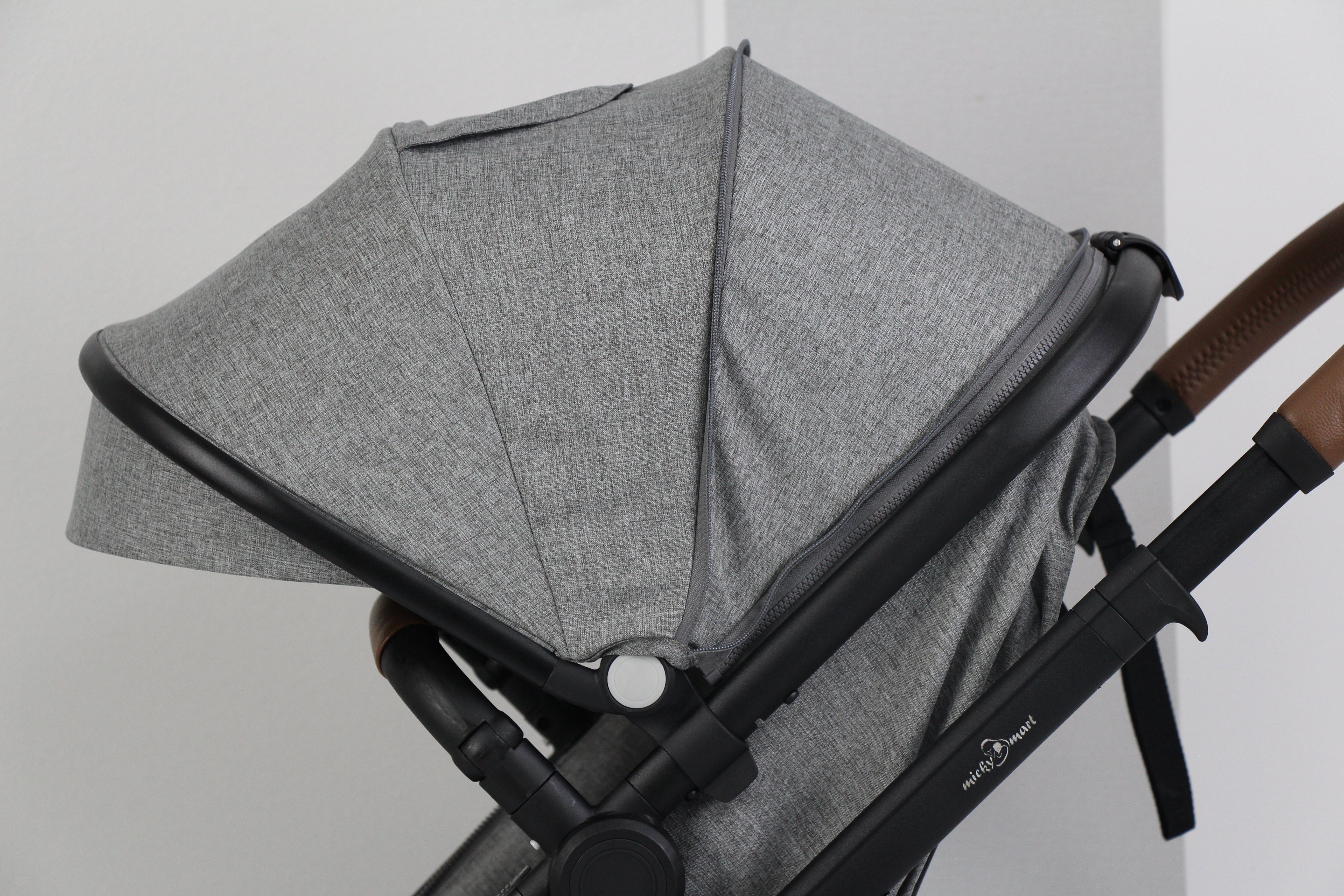 Baby pram / stroller 2 in 1 convertible - grey - Micky Mart